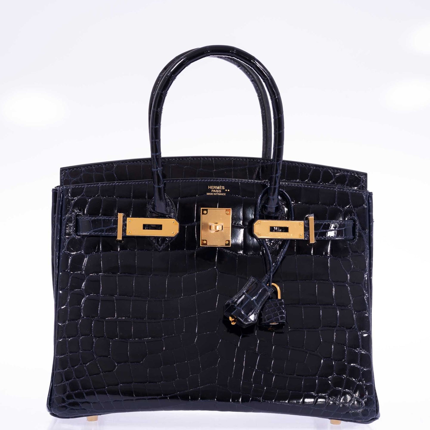 Hermès Birkin 30 Bleu Marine Shiny Niloticus Crocodile Gold Hardware