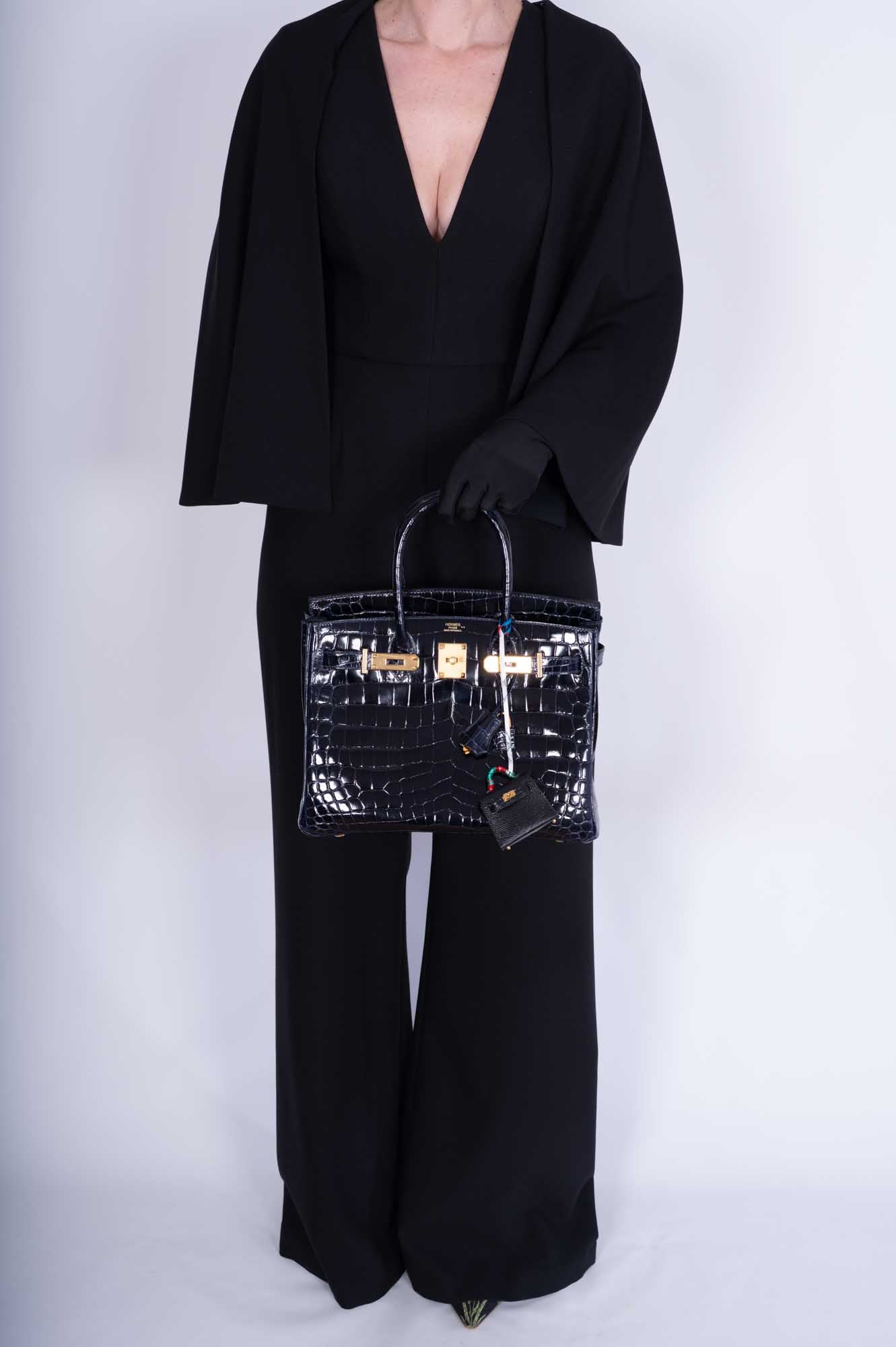 Hermès Birkin 30 Bleu Marine Shiny Niloticus Crocodile Gold Hardware