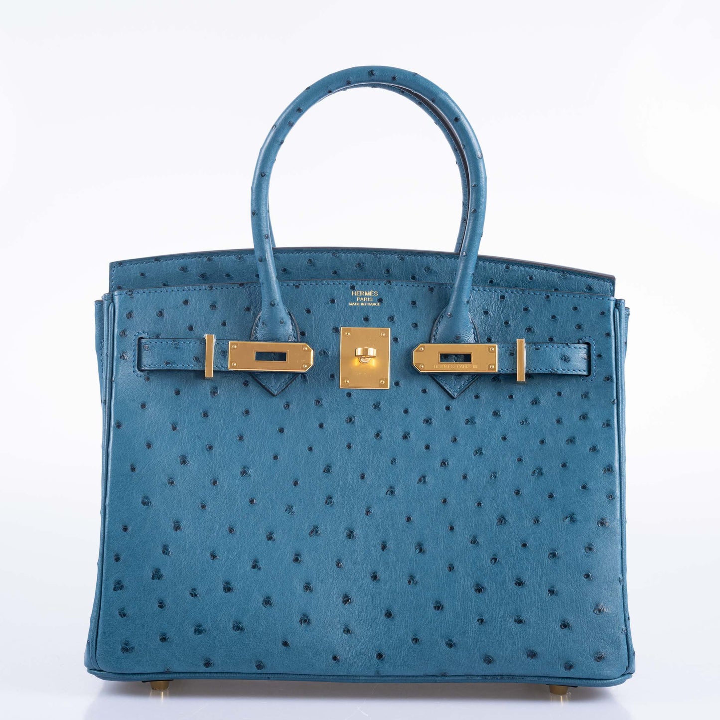 Hermès Birkin 30 Blue Colvert Ostrich Gold Hardware