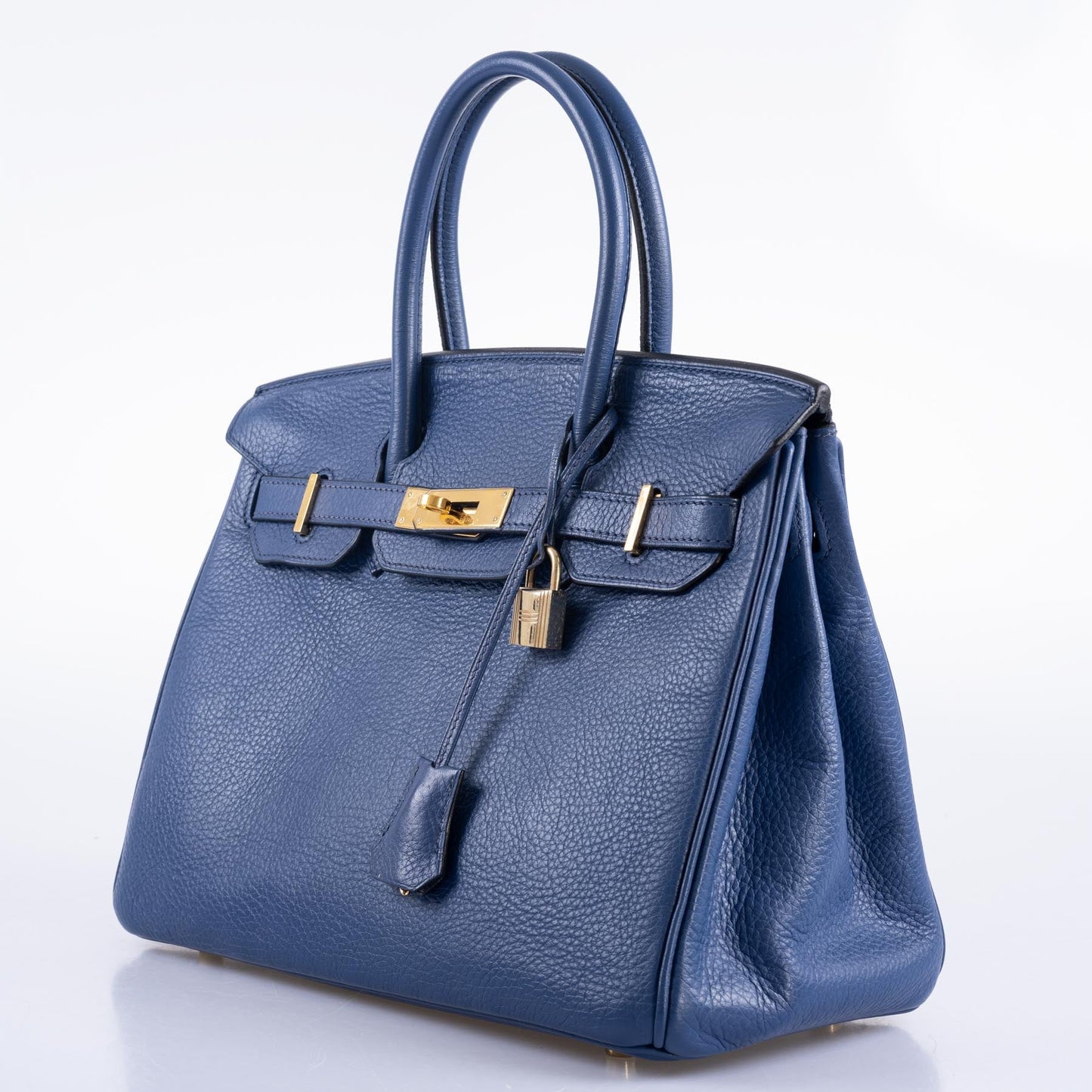 Hermès Birkin 30 Blue De Galice Clemence with Gold Hardware