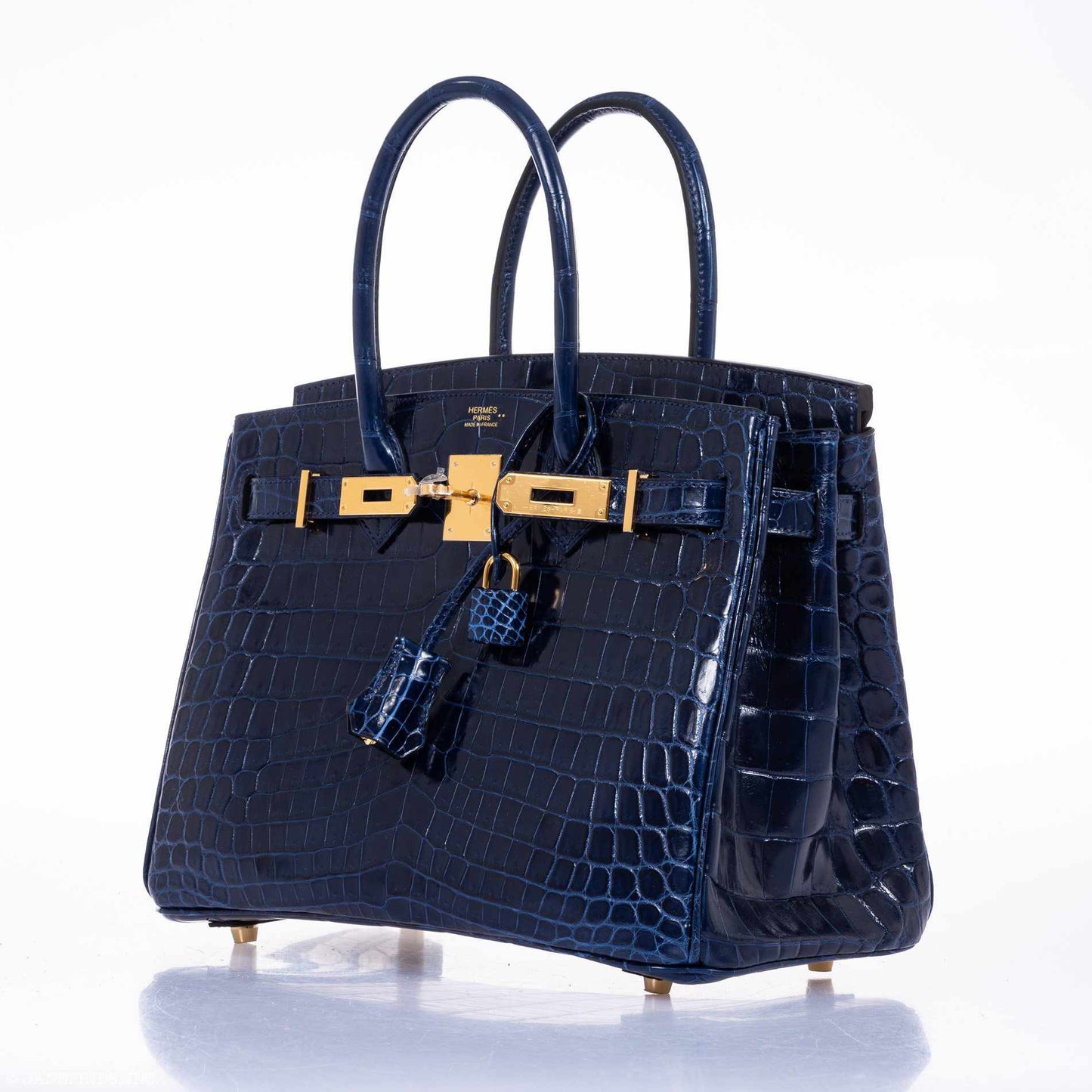 Hermès Birkin 30 Blue Saphir Semi-Matte Niloticus Crocodile Gold Hardware
