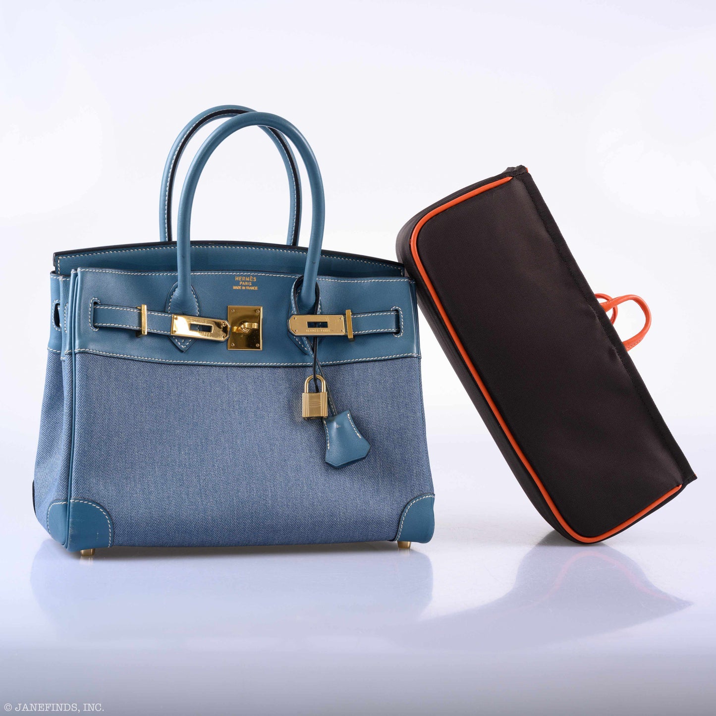 Hermès Birkin 30 Denim & Blue Jean Gulliver Leather Gold Hardware - 1999, C Square