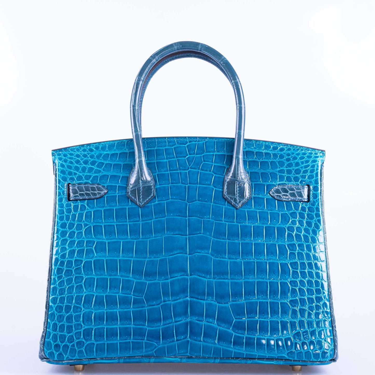 Hermès Birkin 30 HSS Blue Izmir and Blue Colvert Porosus Crocodile Brushed Gold Hardware