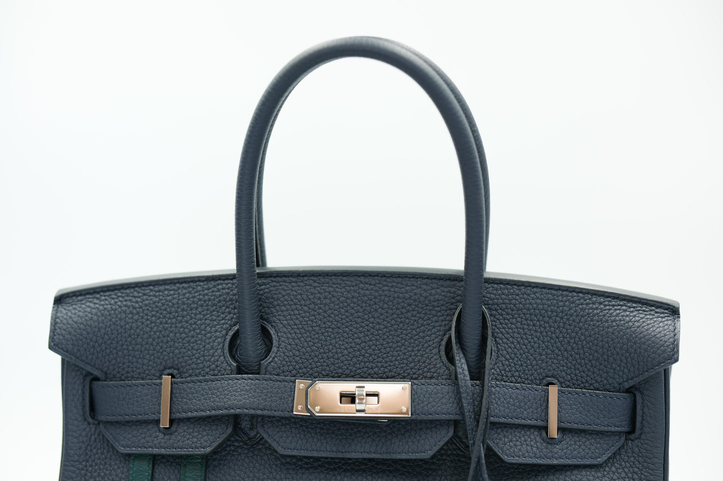 Hermès Birkin 30 Officier Bleu Nuit and Vert Cypress Togo Palladium Hardware