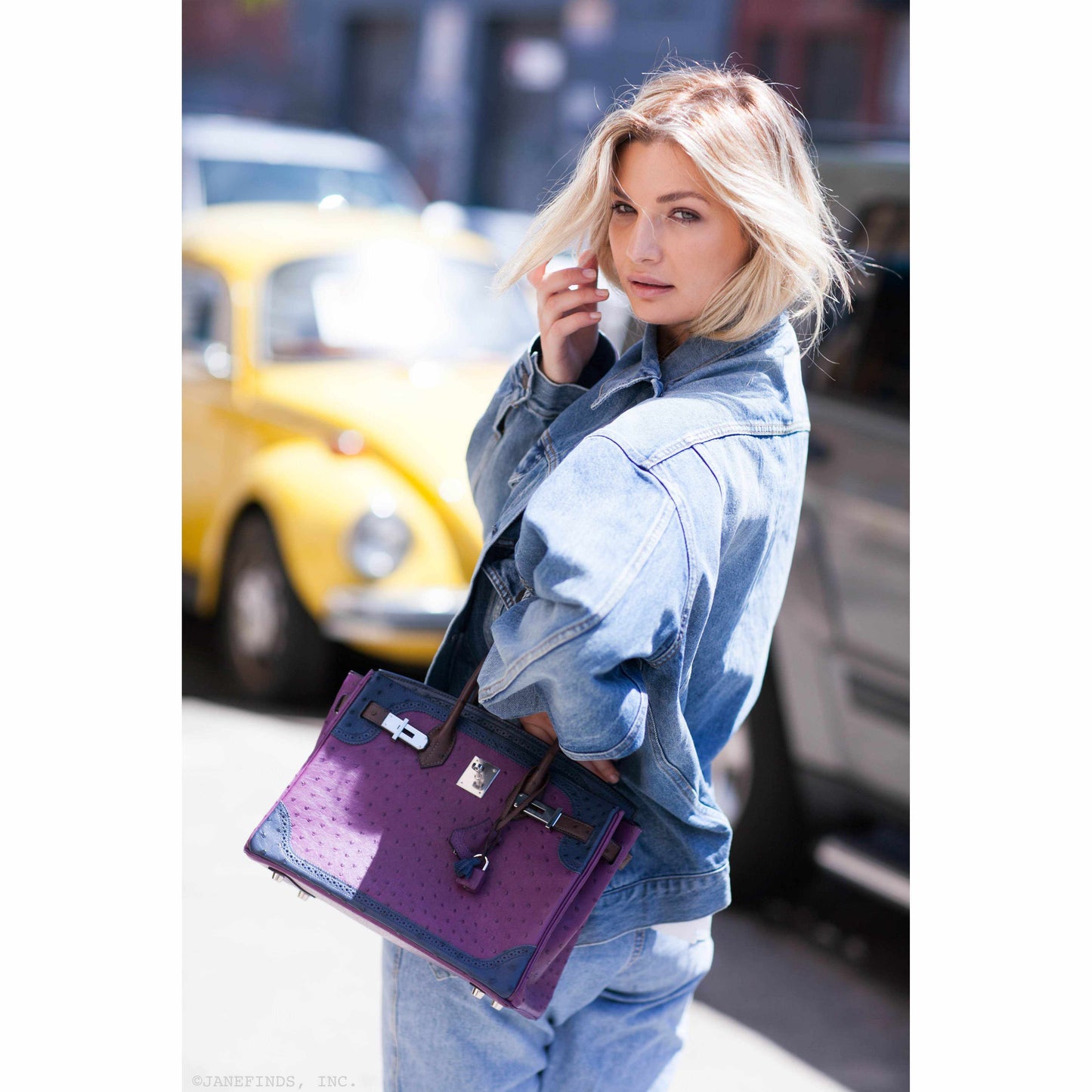 Hermès Birkin 30 Tri Color Ostrich Violine Blue De Malt And Marron Palladium Hardware