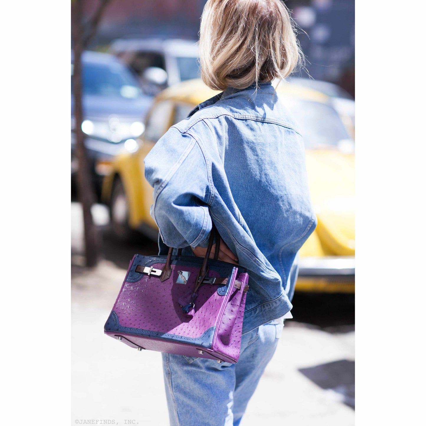 Hermès Birkin 30 Tri Color Ostrich Violine Blue De Malt And Marron Palladium Hardware