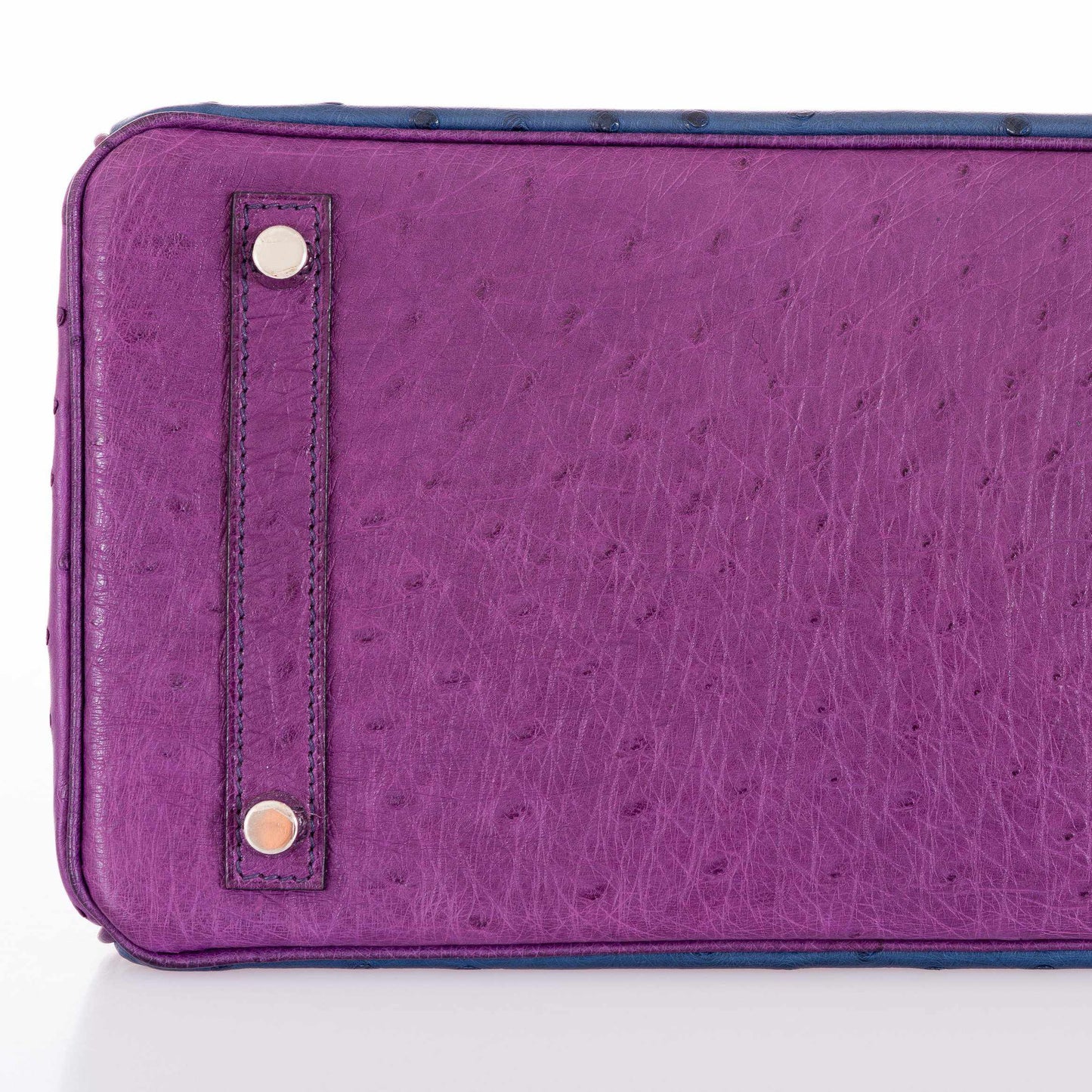 Hermès Birkin 30 Tri Color Ostrich Violine Blue De Malt And Marron Palladium Hardware