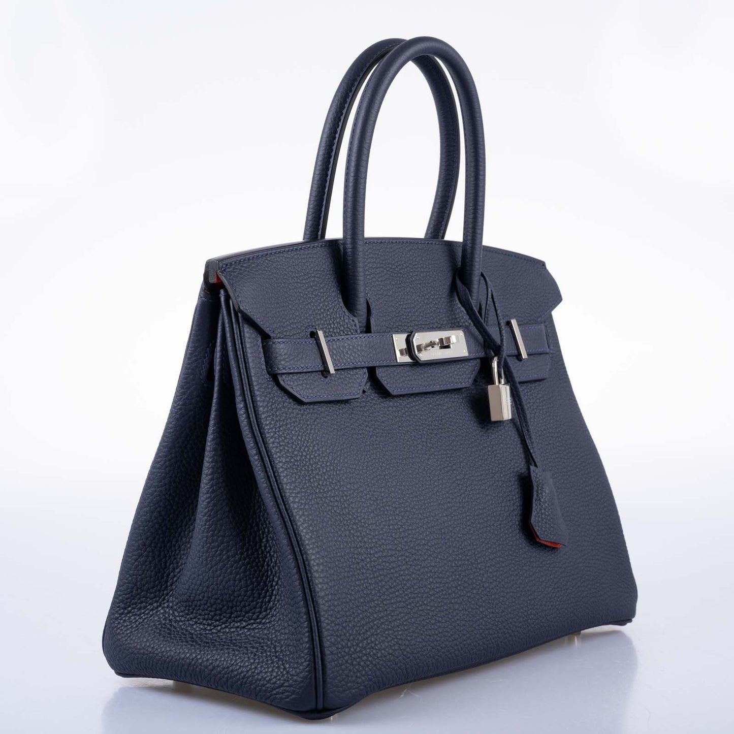 Hermès Birkin 30 Verso Blue Nuit and Orange Poppy Togo Palladium Hardware