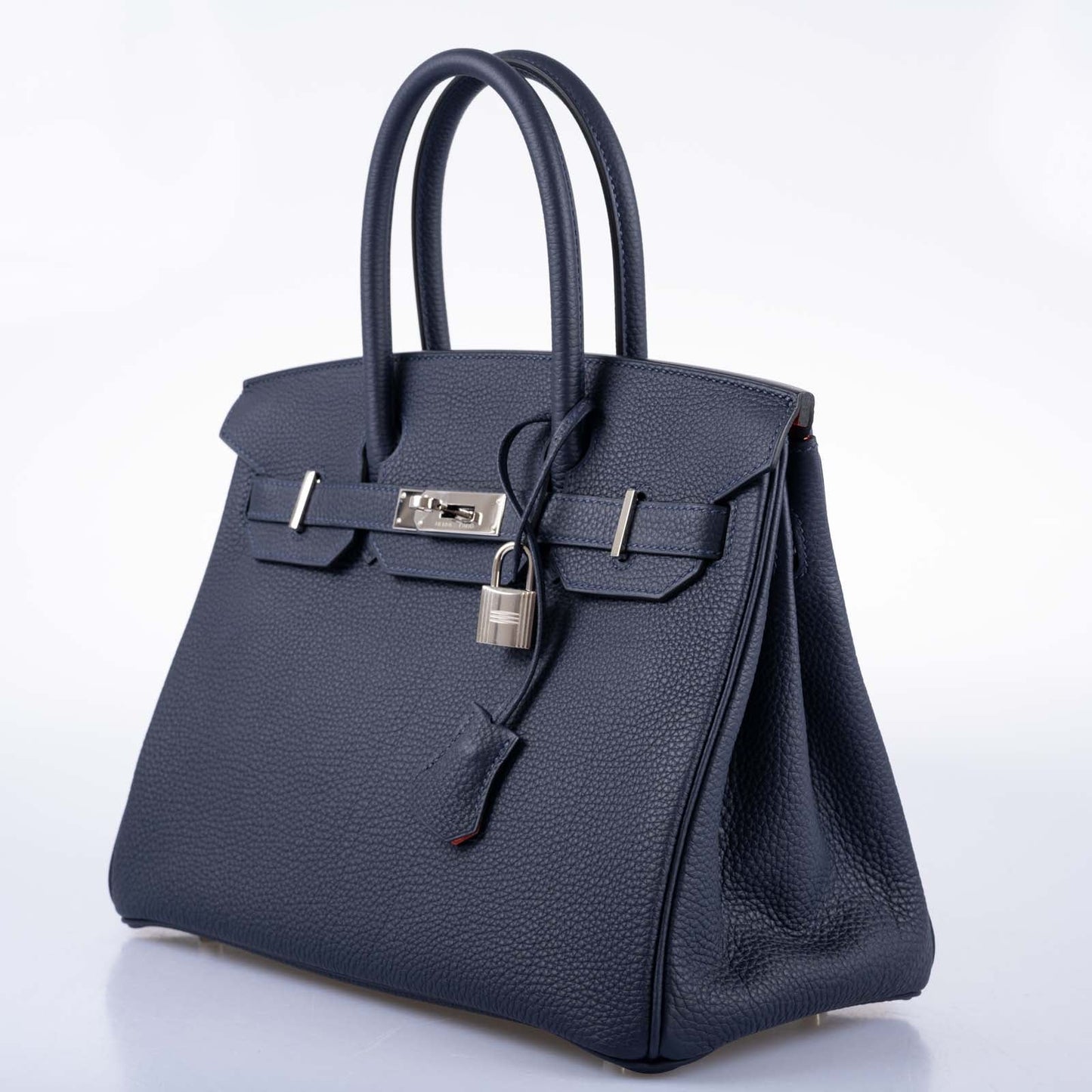Hermès Birkin 30 Verso Blue Nuit and Orange Poppy Togo Palladium Hardware