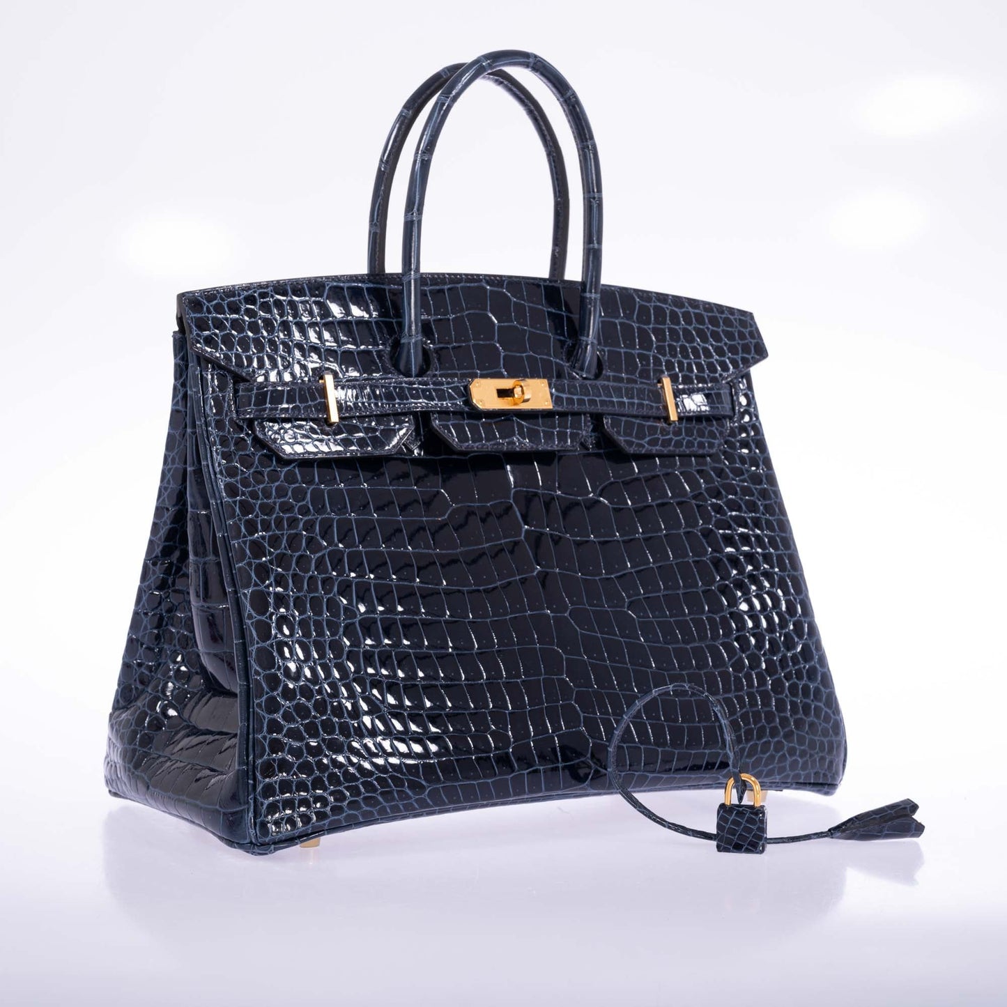 Hermès Birkin 35 Bleu Baltique Shiny Porosus Crocodile Gold Hardware