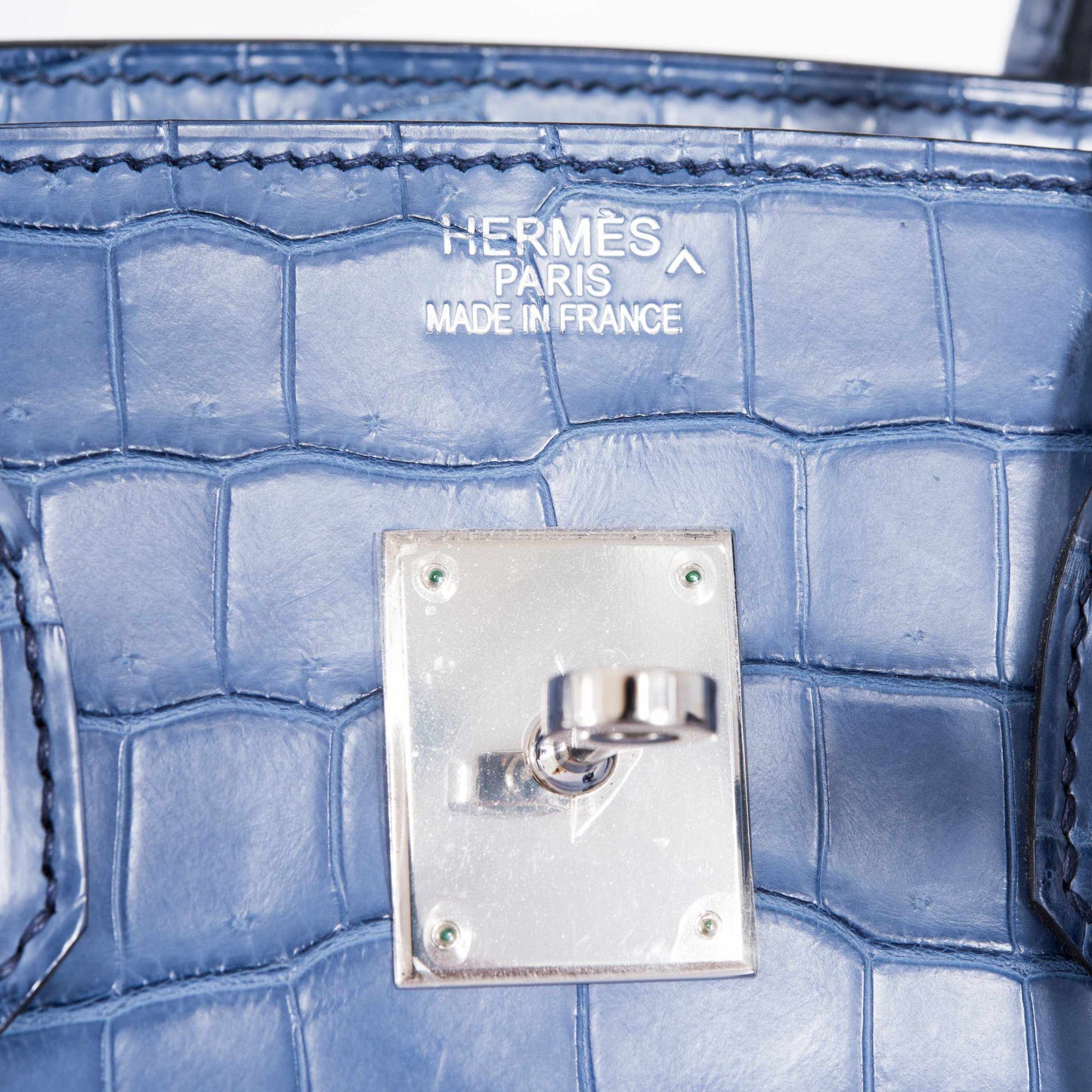 Hermès Birkin 35 Bleu Brighton Porosus Crocodile Palladium Hardware