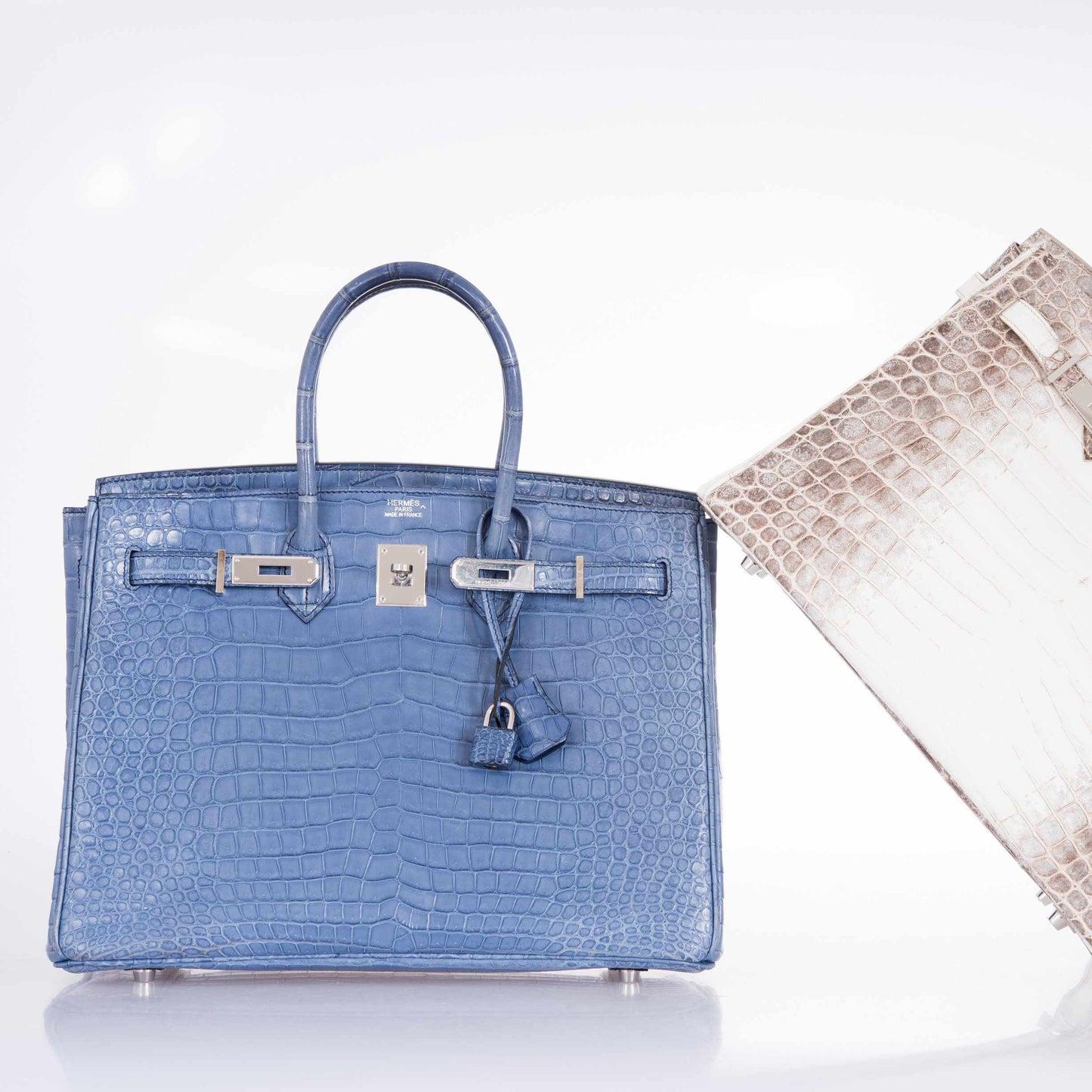 Hermès Birkin 35 Bleu Brighton Porosus Crocodile Palladium Hardware