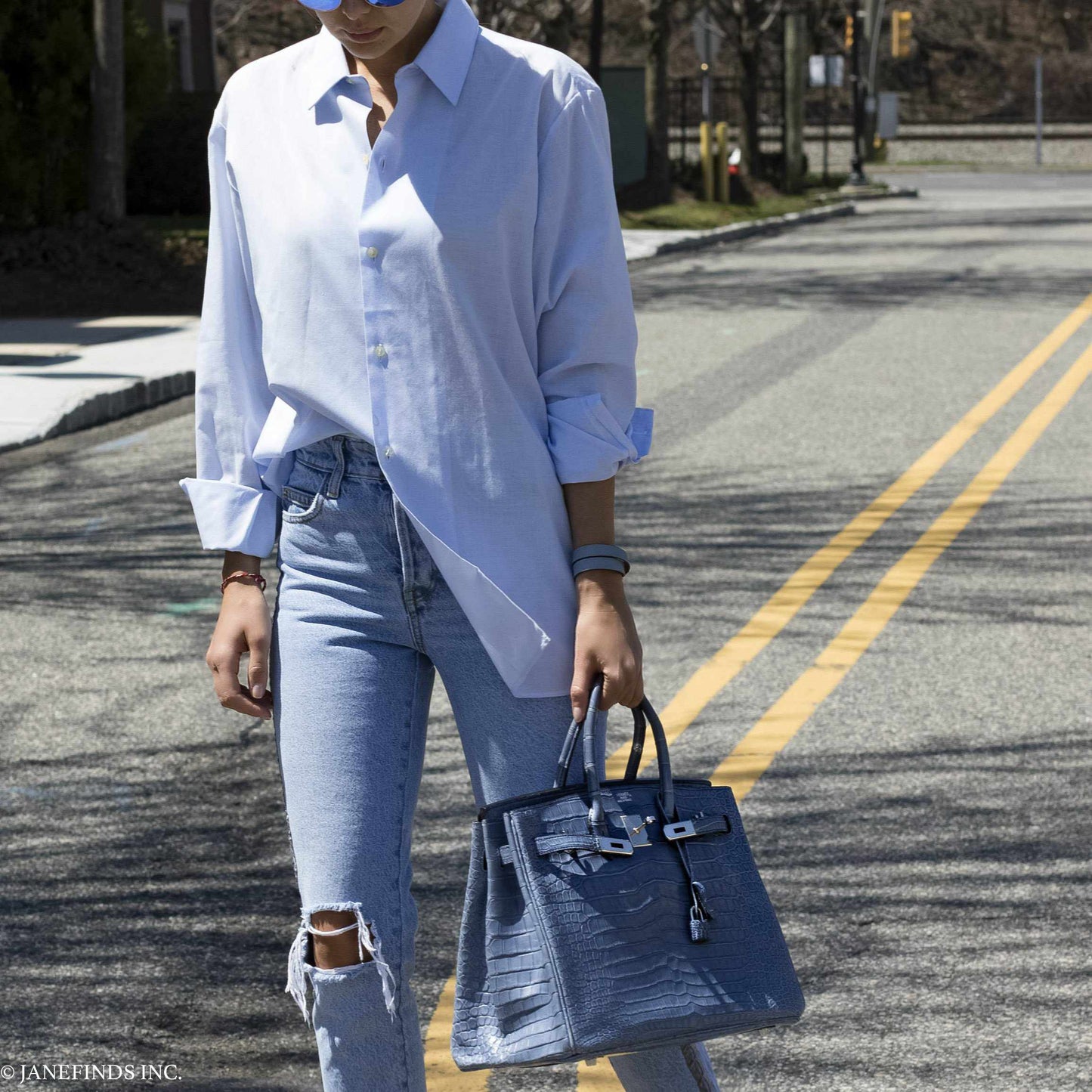 Hermès Birkin 35 Bleu Brighton Porosus Crocodile Palladium Hardware