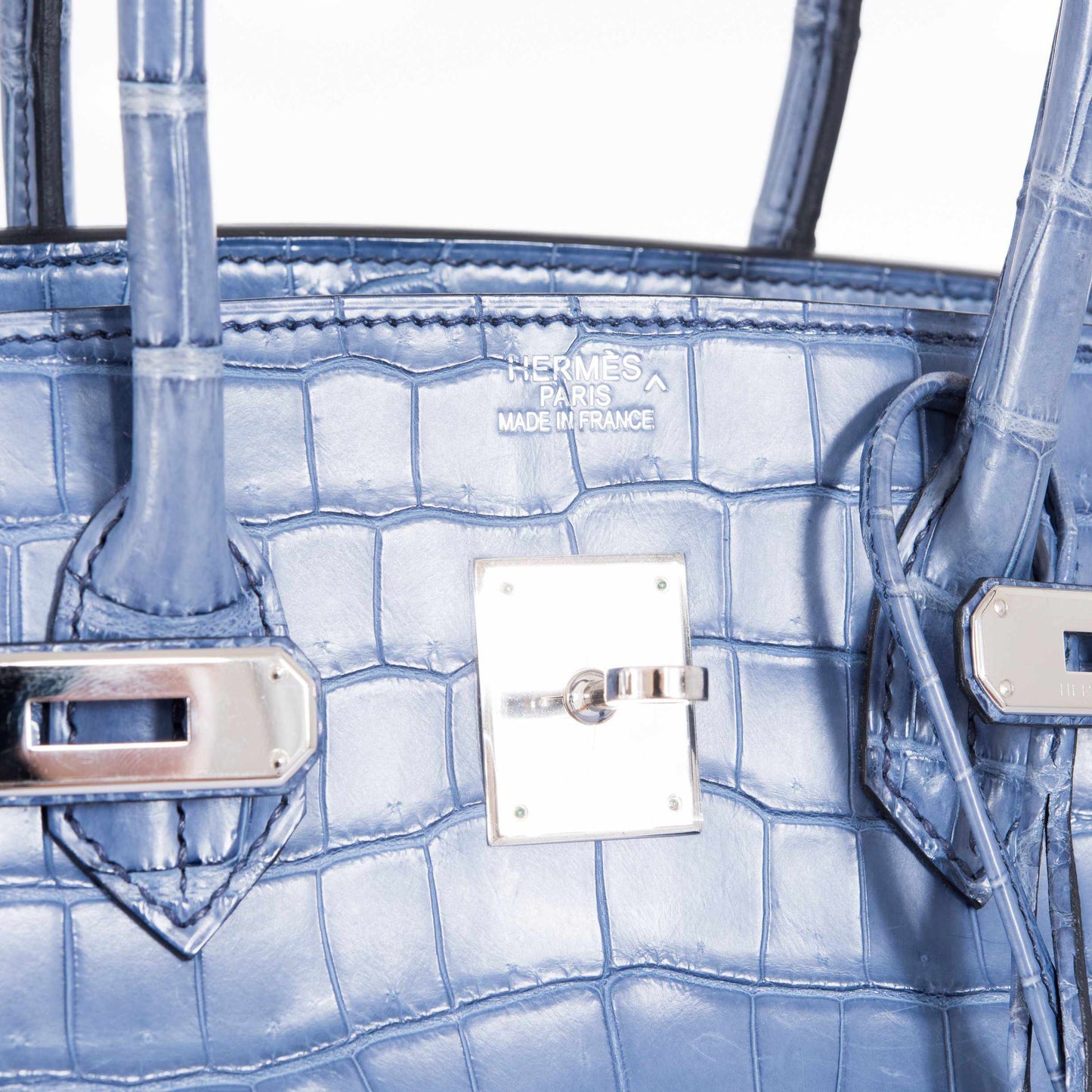 Hermès Birkin 35 Bleu Brighton Porosus Crocodile Palladium Hardware