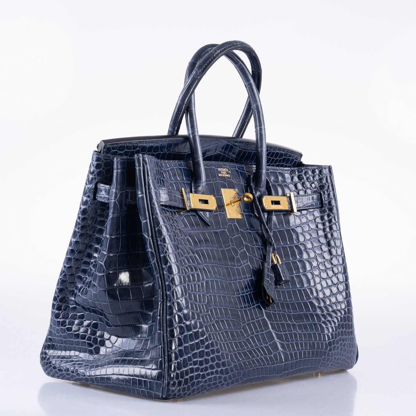 Hermès Birkin 35 Blue Abysse Shiny Porosus Crocodile Gold Hardware