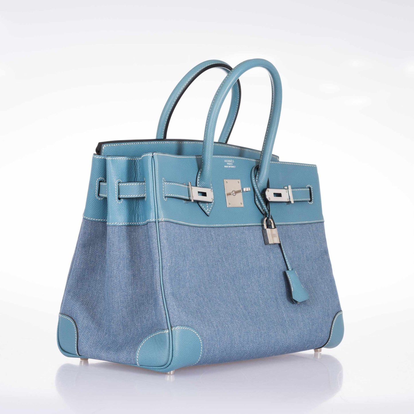 Hermès Birkin 35 Blue Denim And Blue Jean Epsom Contrast Stitching Palladium Hardware