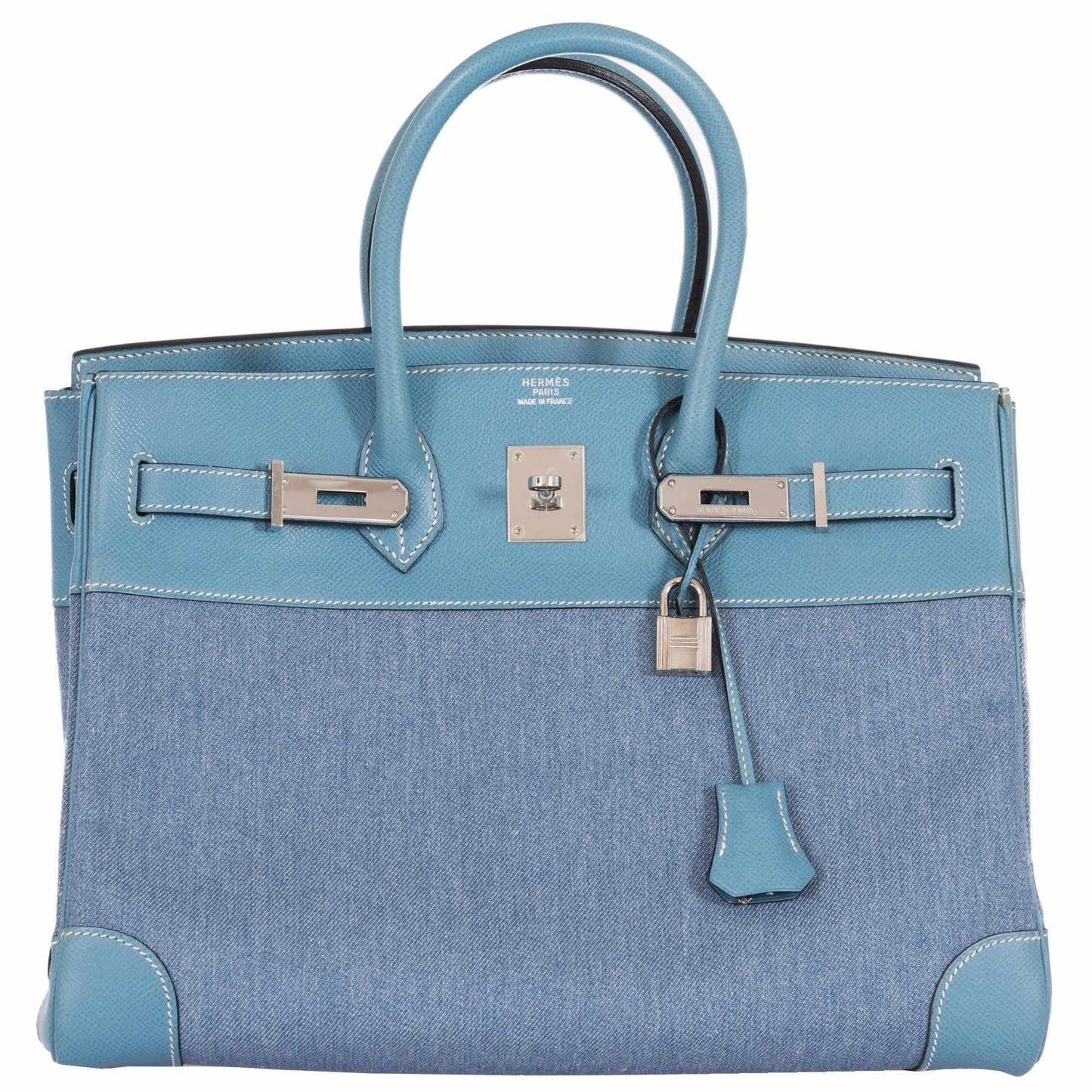 Hermès Birkin 35 Blue Denim And Blue Jean Epsom Contrast Stitching Palladium Hardware