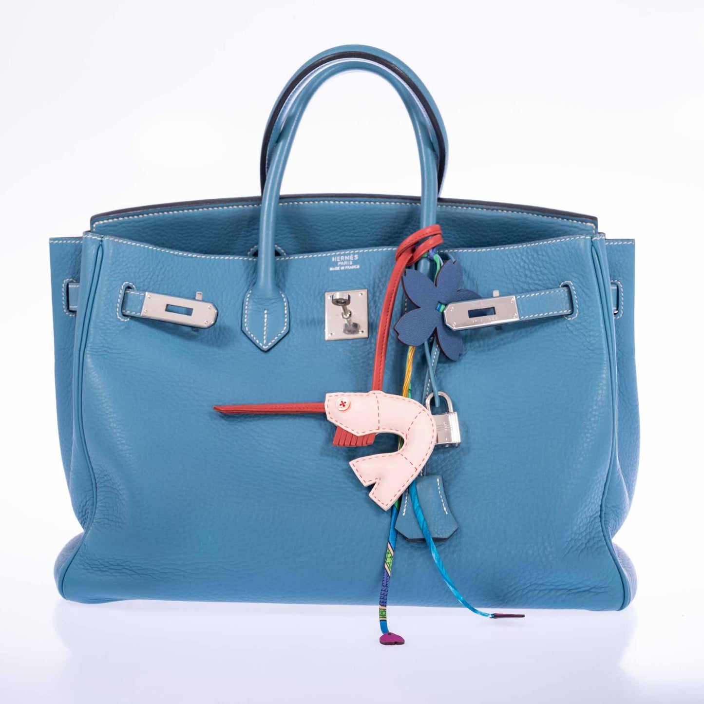 Hermès Birkin 35 Blue Jean Clemence Palladium Hardware