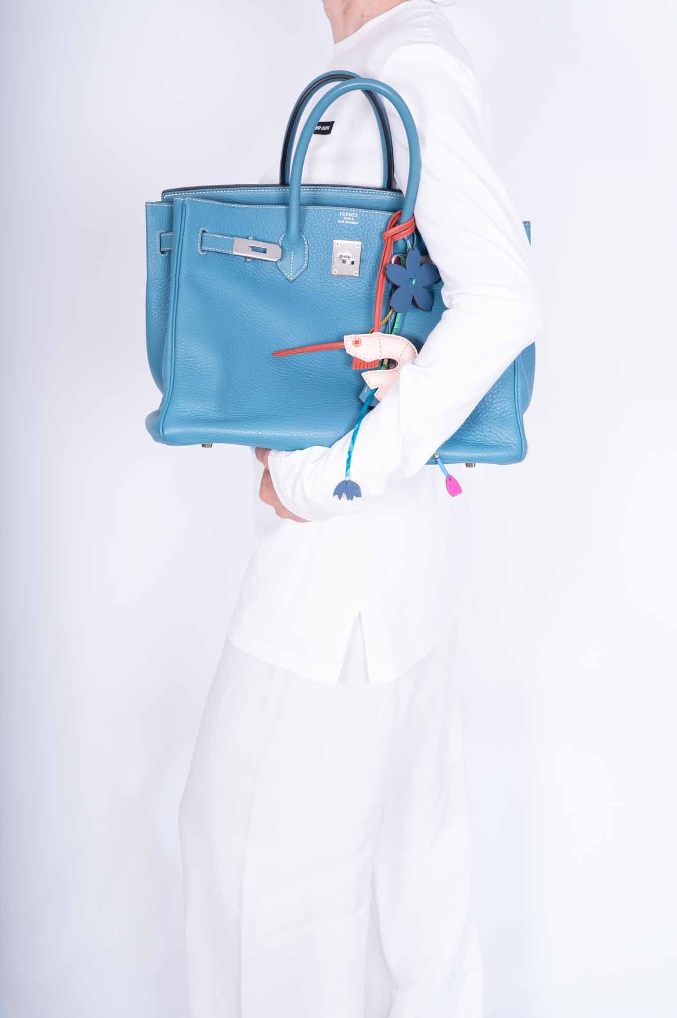 Hermès Birkin 35 Blue Jean Clemence Palladium Hardware