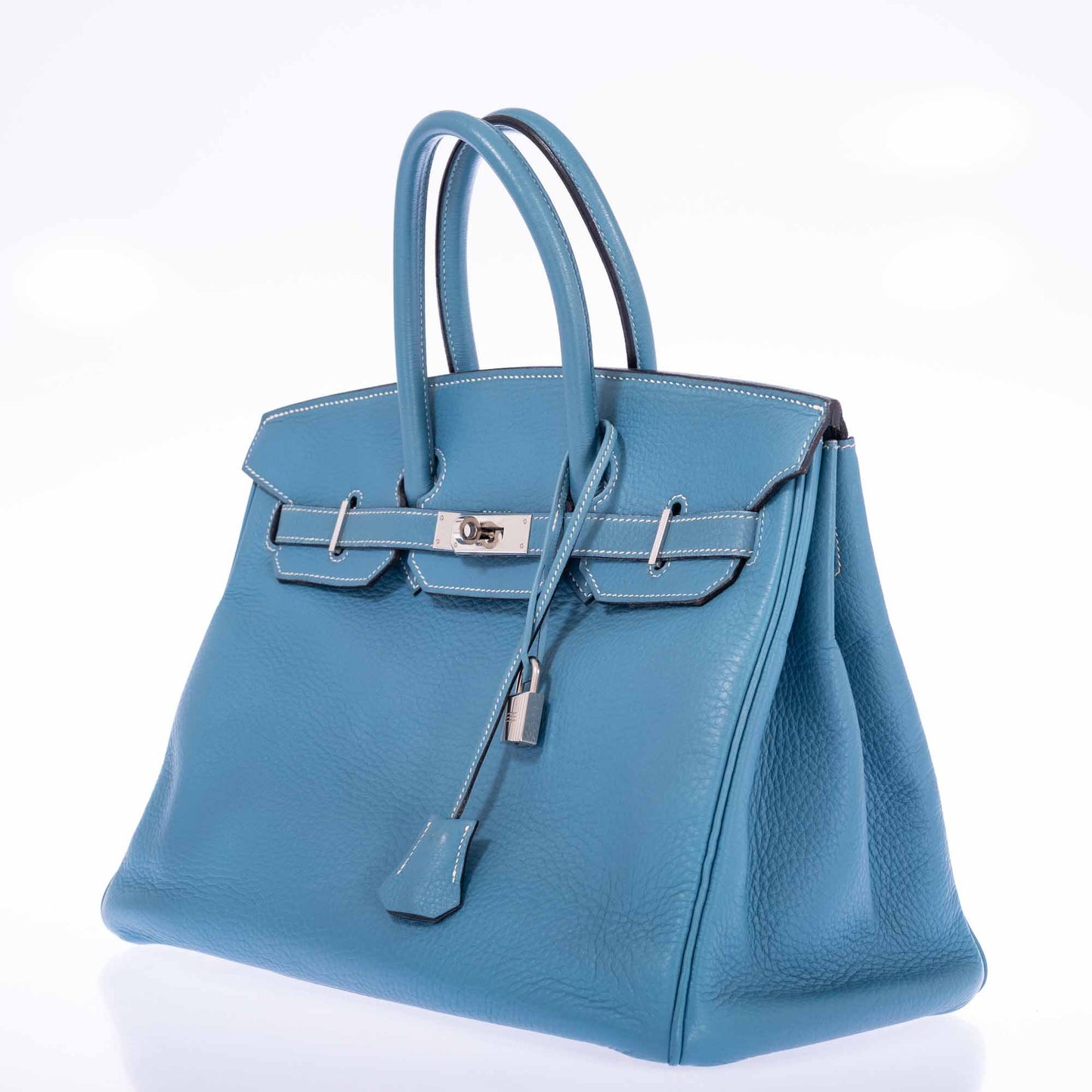 Hermès Birkin 35 Blue Jean Clemence Palladium Hardware