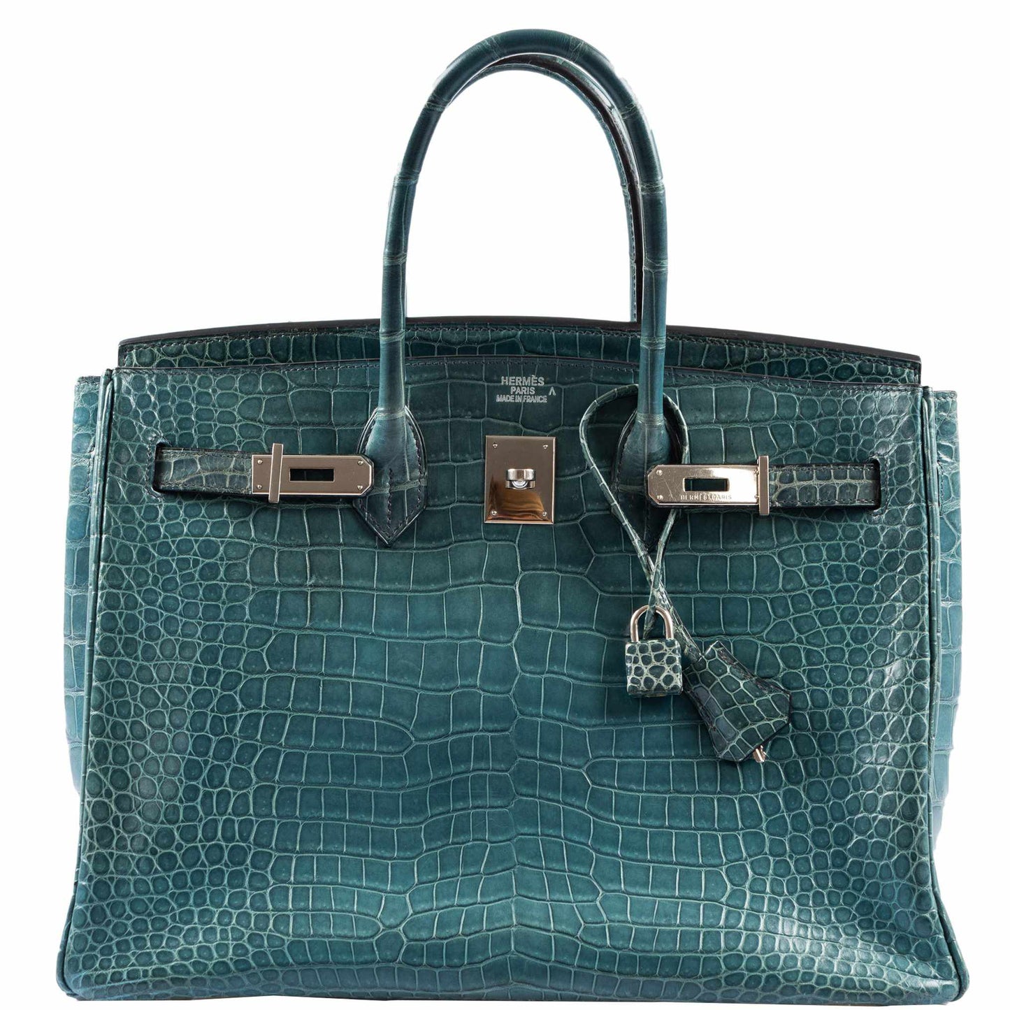 Hermès Birkin 35 Blue Jean Porosus Crocodile Palladium Hardware