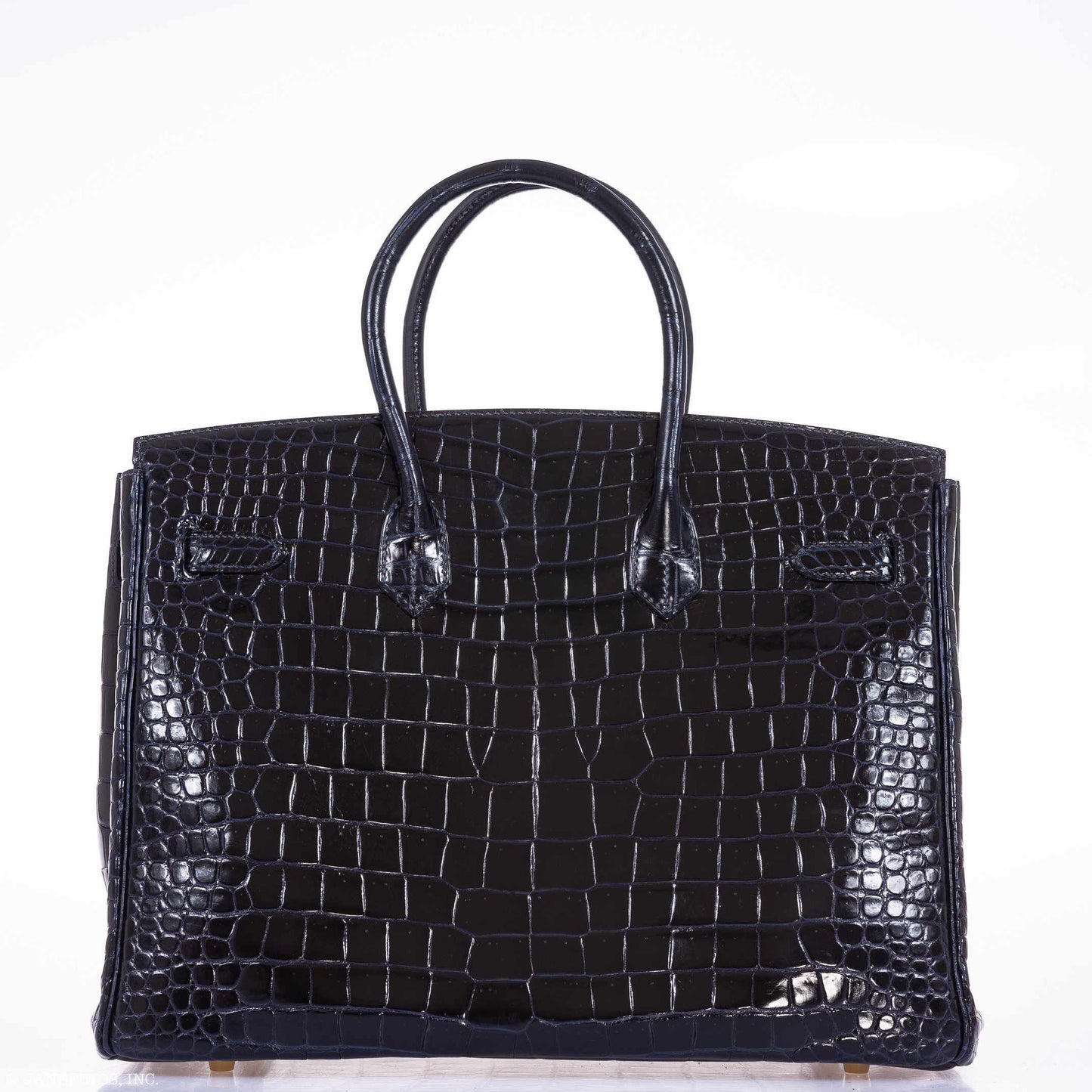 Hermès Birkin 35 Blue Marine Shiny Porosus Crocodile Gold Hardware