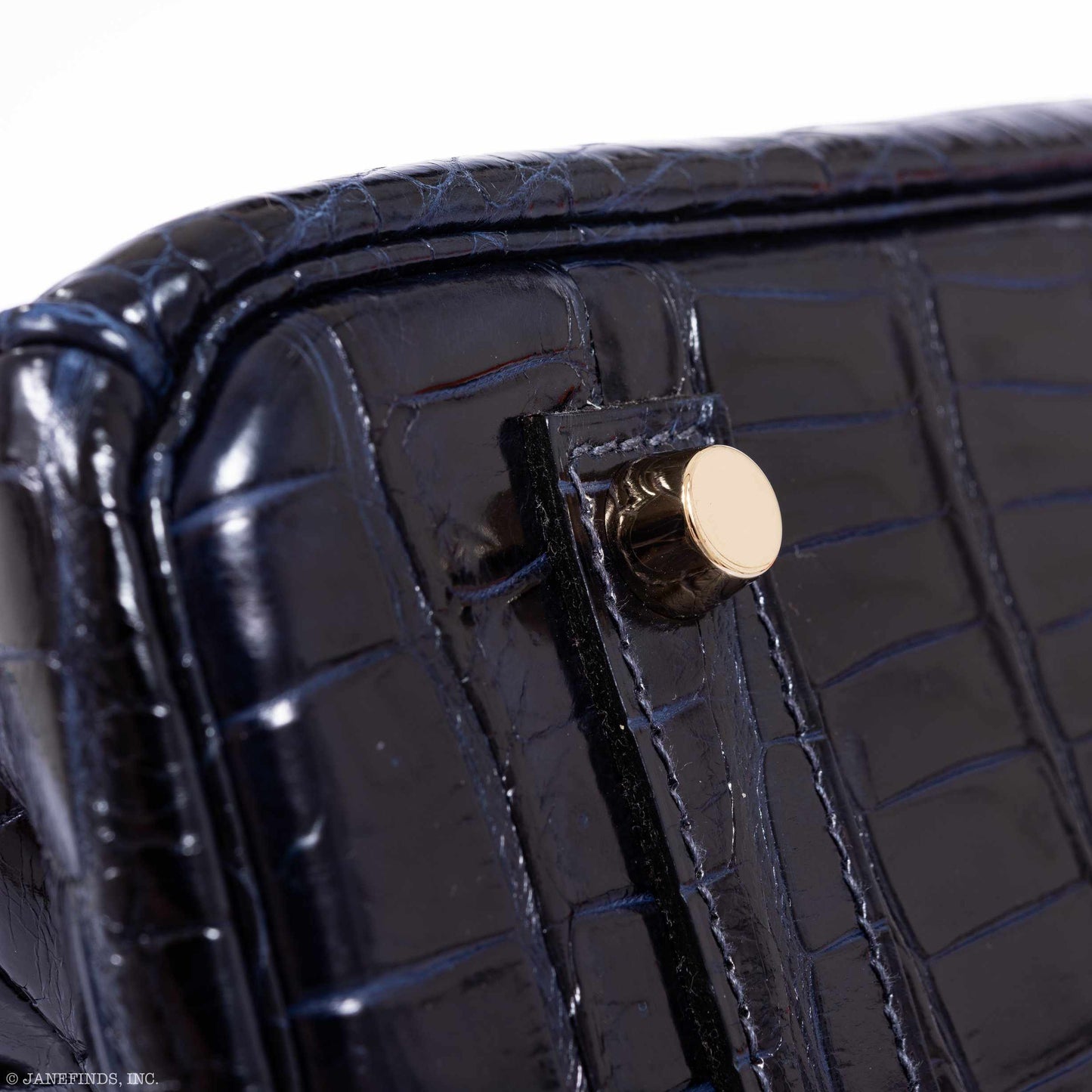 Hermès Birkin 35 Blue Marine Shiny Porosus Crocodile Gold Hardware