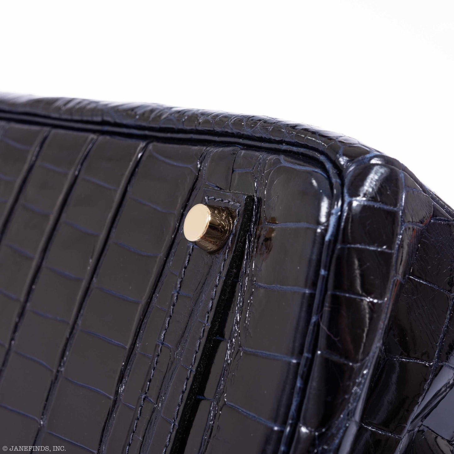 Hermès Birkin 35 Blue Marine Shiny Porosus Crocodile Gold Hardware