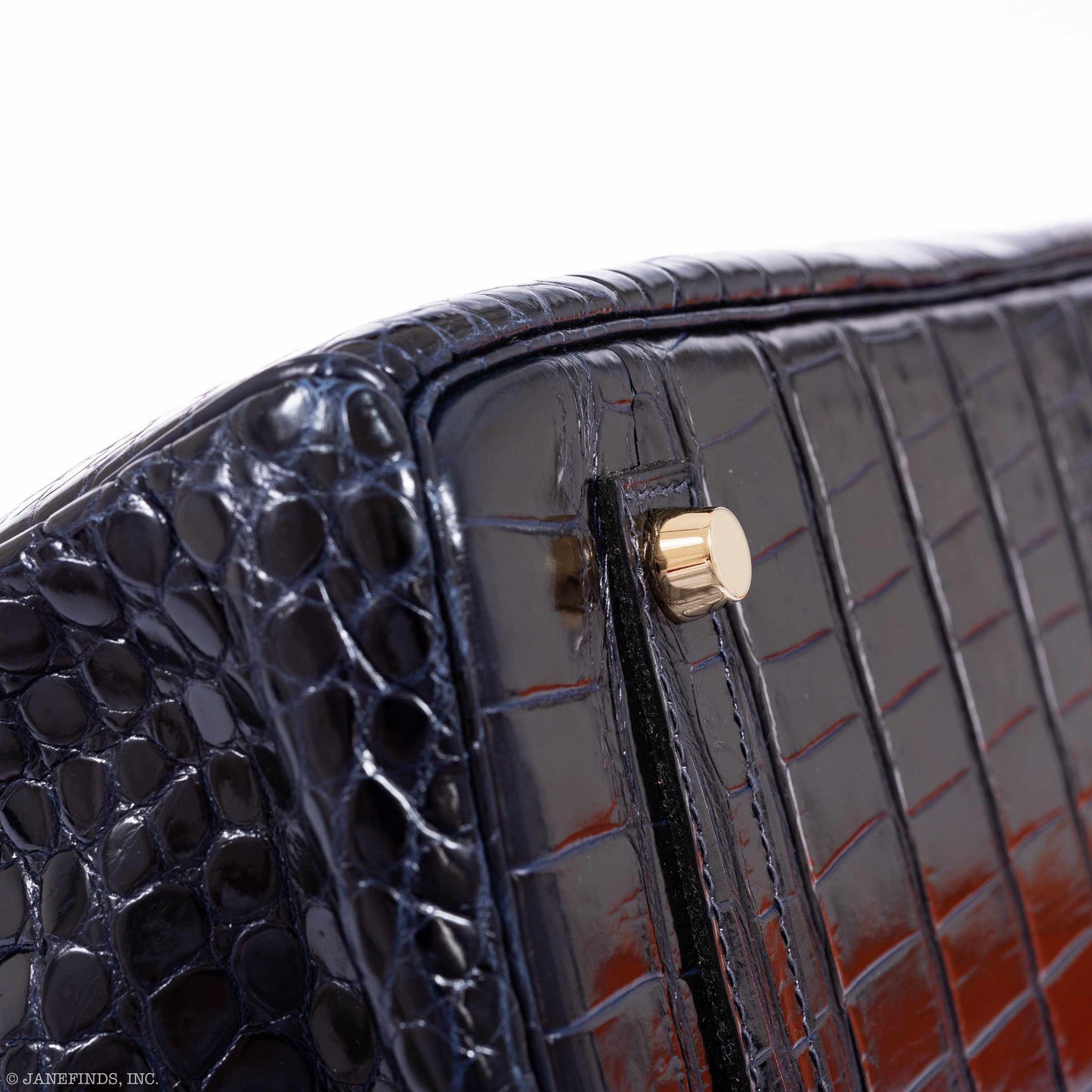 Hermès Birkin 35 Blue Marine Shiny Porosus Crocodile Gold Hardware