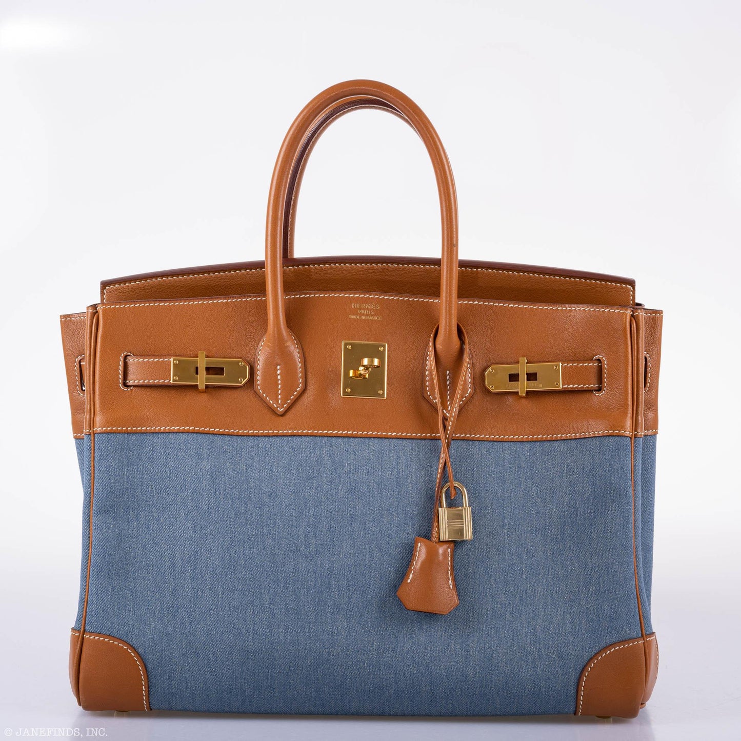 Hermès Birkin 35 Denim & Barenia Gold Hardware - Square B