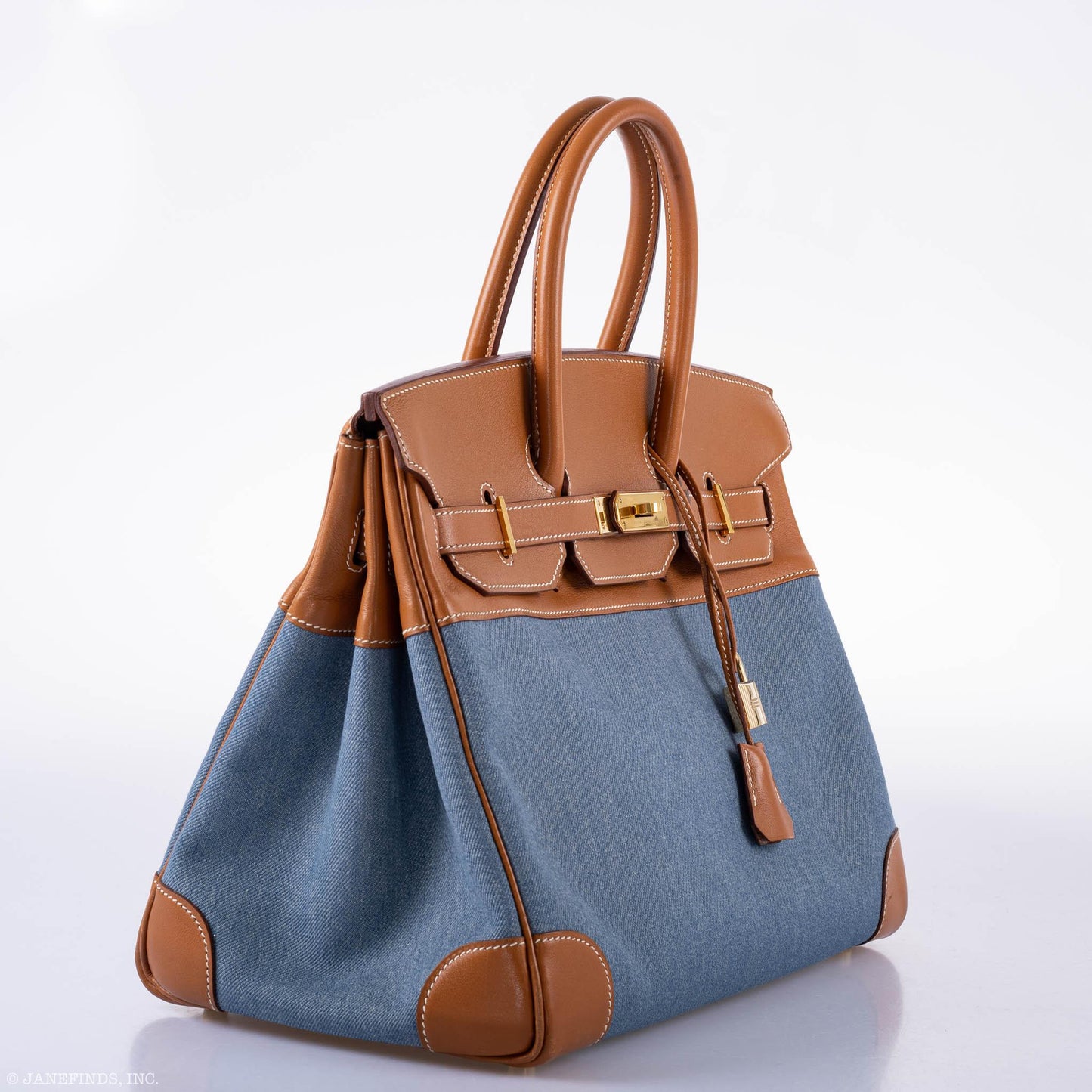 Hermès Birkin 35 Denim & Barenia Gold Hardware - Square B