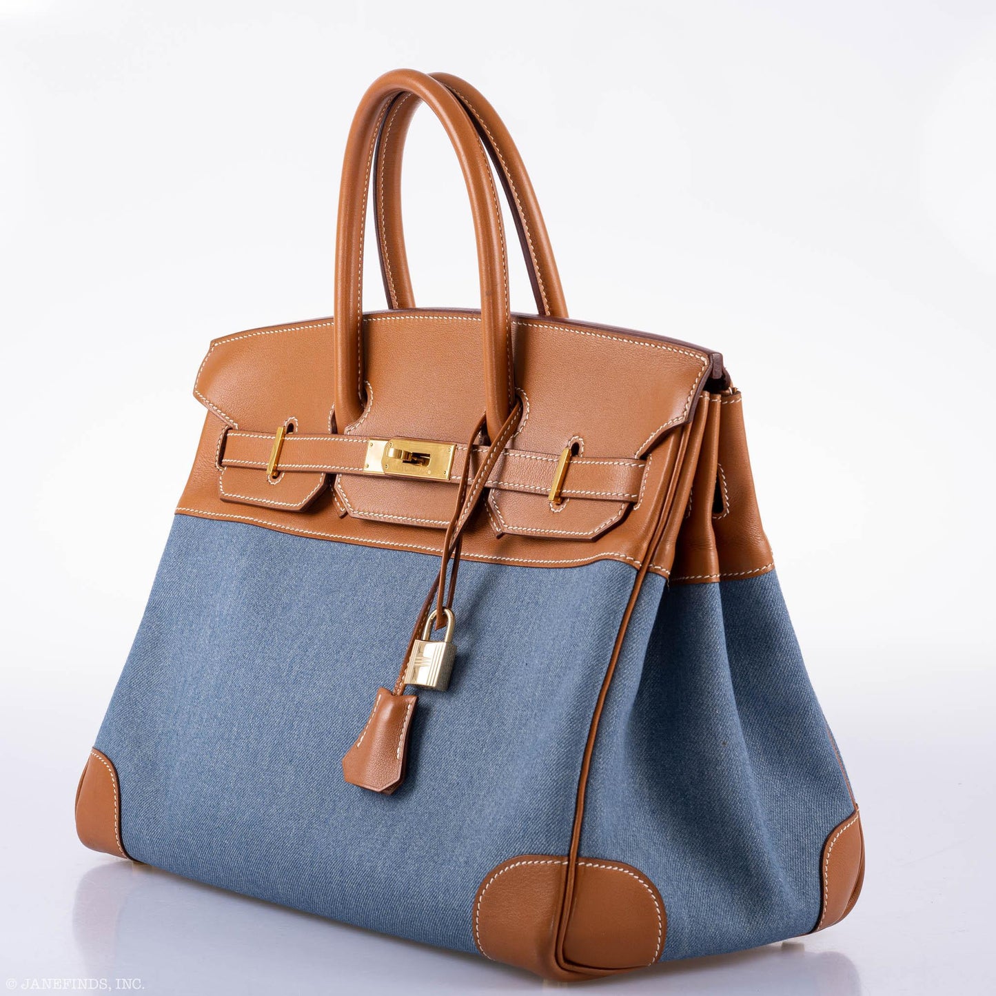Hermès Birkin 35 Denim & Barenia Gold Hardware - Square B