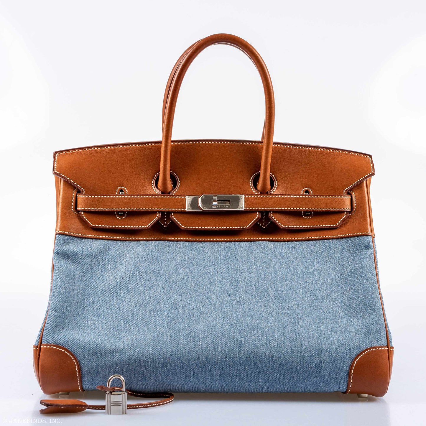 Hermès Birkin 35 Denim & Barenia Palladium Hardware - 2004