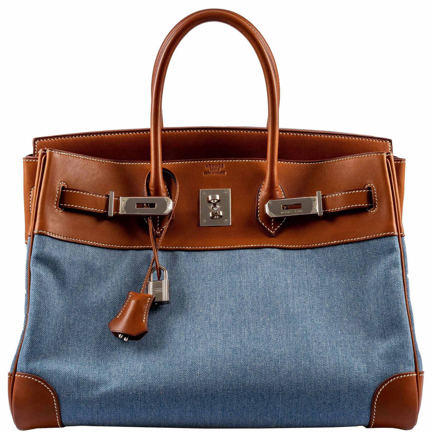 Hermès Birkin 35 Denim & Barenia Palladium Hardware - 2004