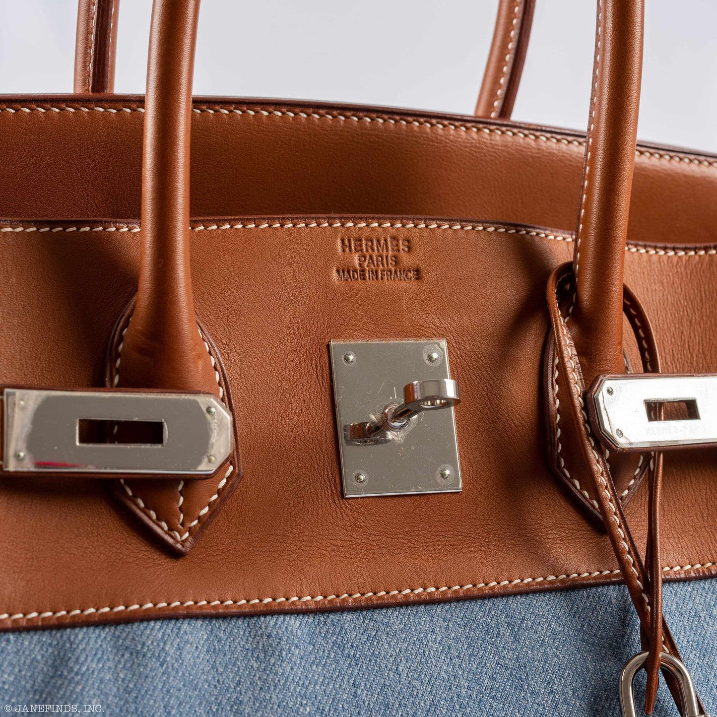 Hermès Birkin 35 Denim & Barenia Palladium Hardware - 2004