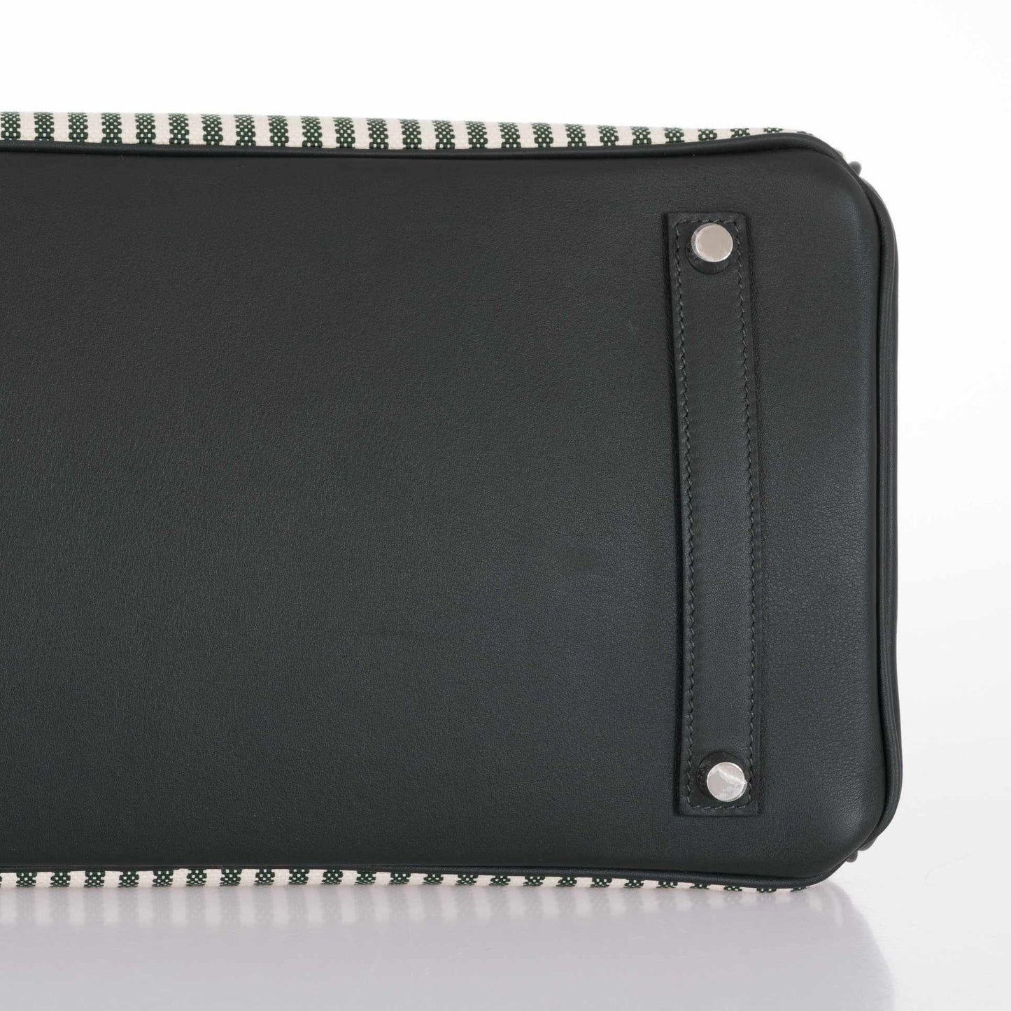 Hermès Birkin 35 Ecru Vert Anglais Toile Riga Swift Palladium Hardware