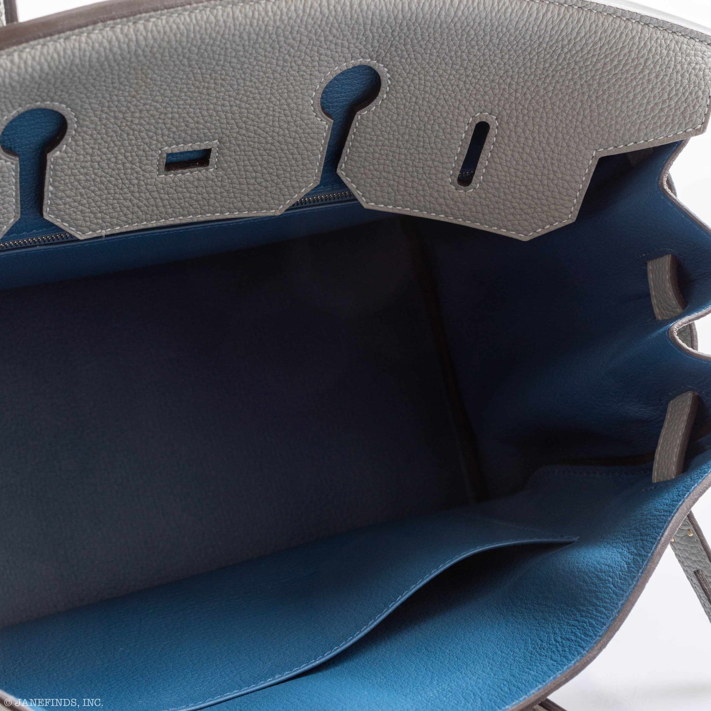 Hermès Birkin 35 Gris Mouette Verso Blue Agate Togo Palladium Hardware - 2016, X