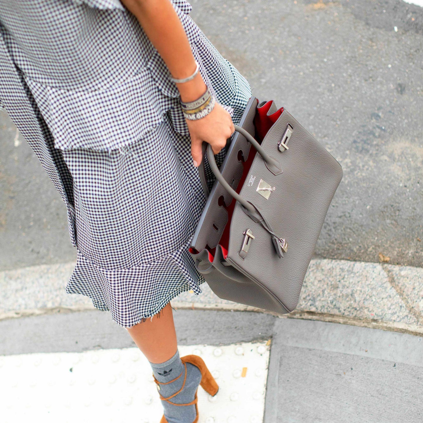 Hermès Birkin 35 HSS Bi-Color Etain & Rouge Vif Togo Palladium Hardware