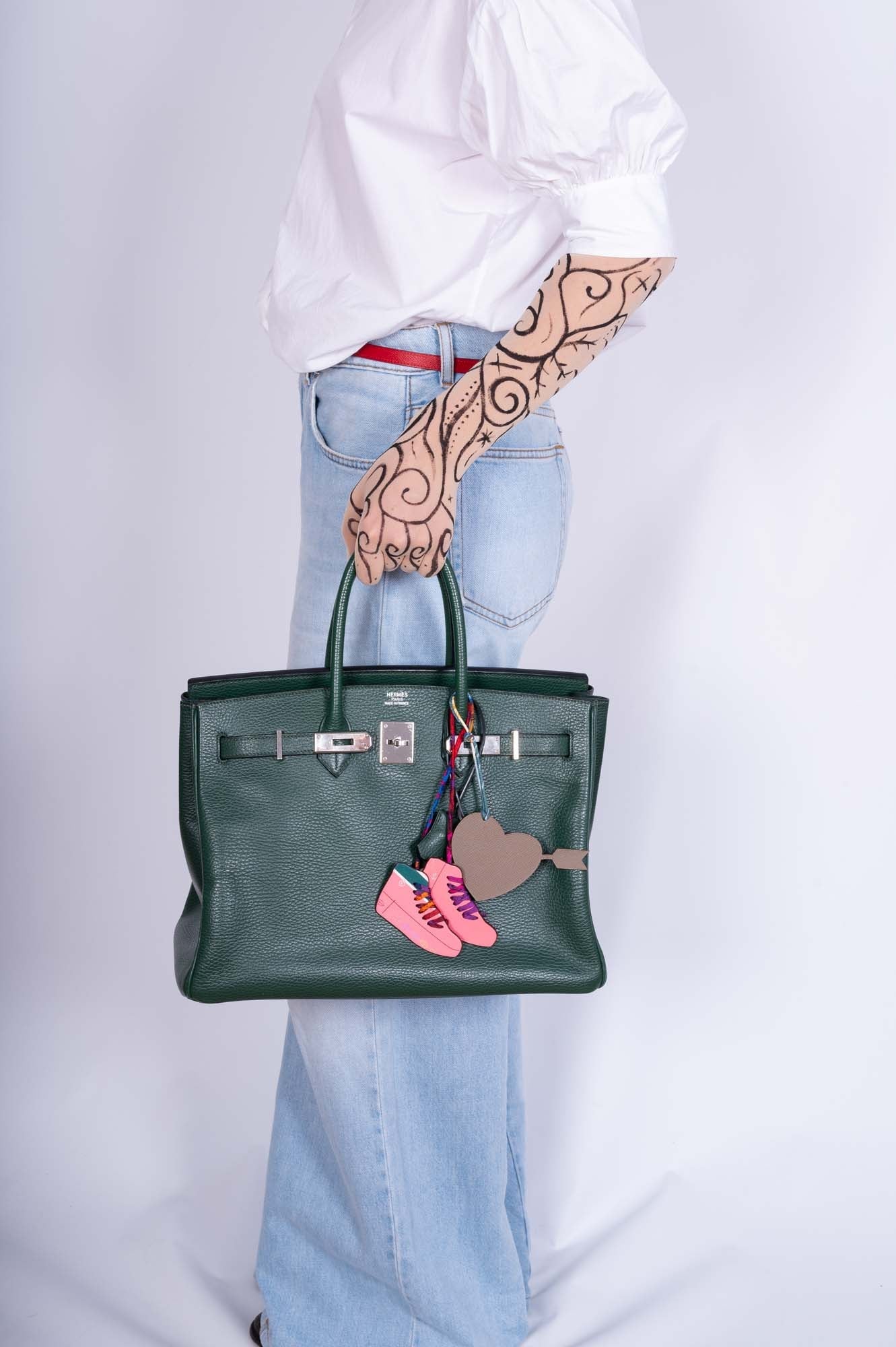 Hermès Birkin 35 Vert Fonce Ardenne Palladium Hardware