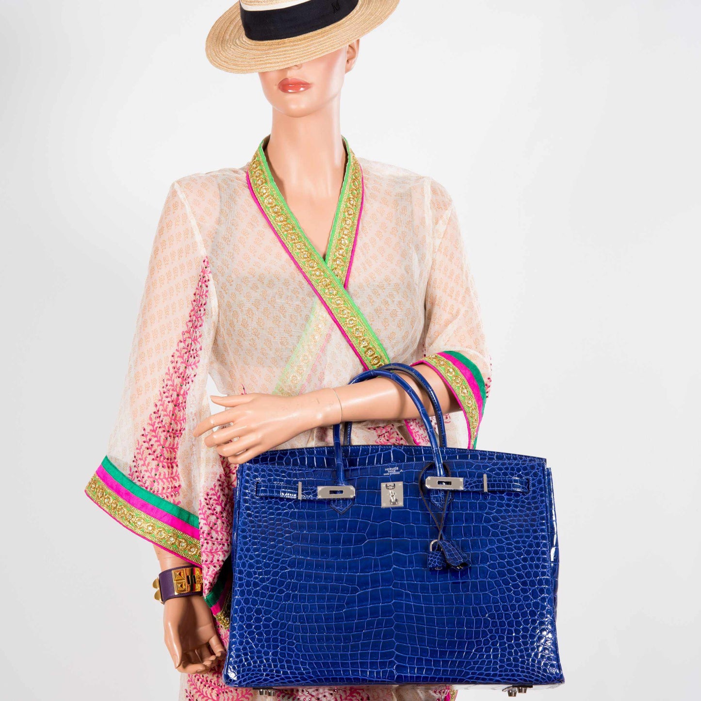 Hermès Birkin 40 Blue Electric Crocodile Porosus Palladium Hardware