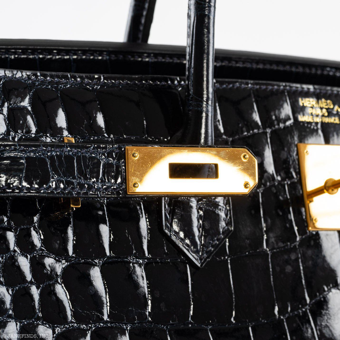 Hermès Birkin 40 Blue Nuit Porosus Crocodile Gold Hardware - 2016, X