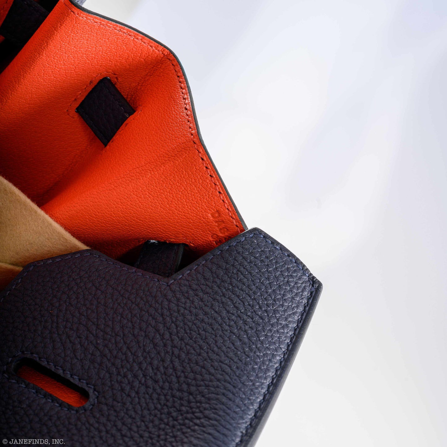 Hermès Birkin 40 HSS Blue Nuit & Orange Poppy Interior & Piping Togo Brushed Gold Hardware