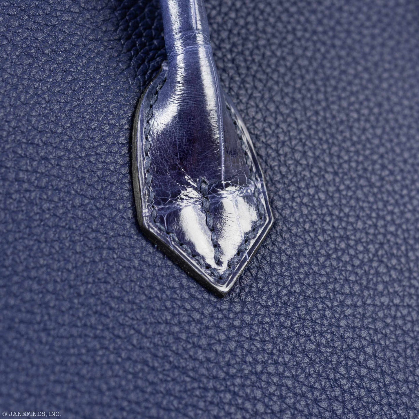 Hermès Birkin Touch 25 Blue Encre Togo & Niloticus Crocodile Palladium Hardware