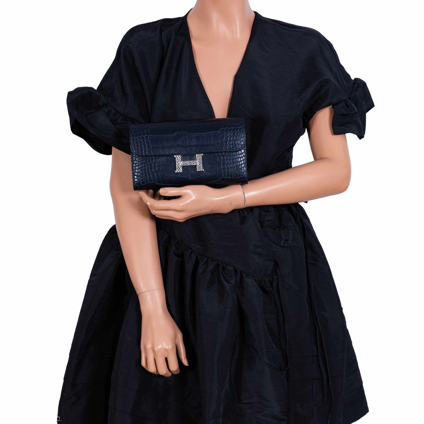 Hermès Constance Long Wallet Matte Blue Night Alligator Lizard 'H' Closure