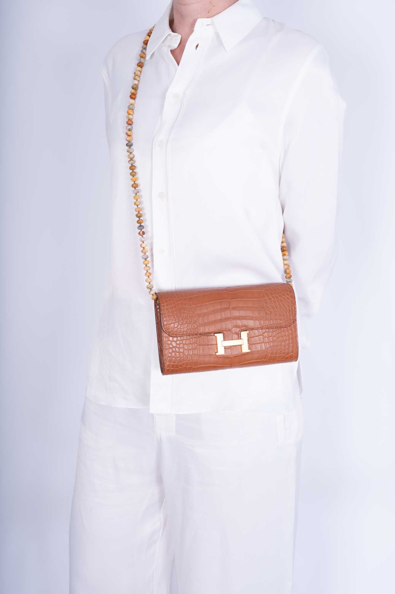 Hermès Constance To Go Wallet Gold Matte Alligator Gold Hardware