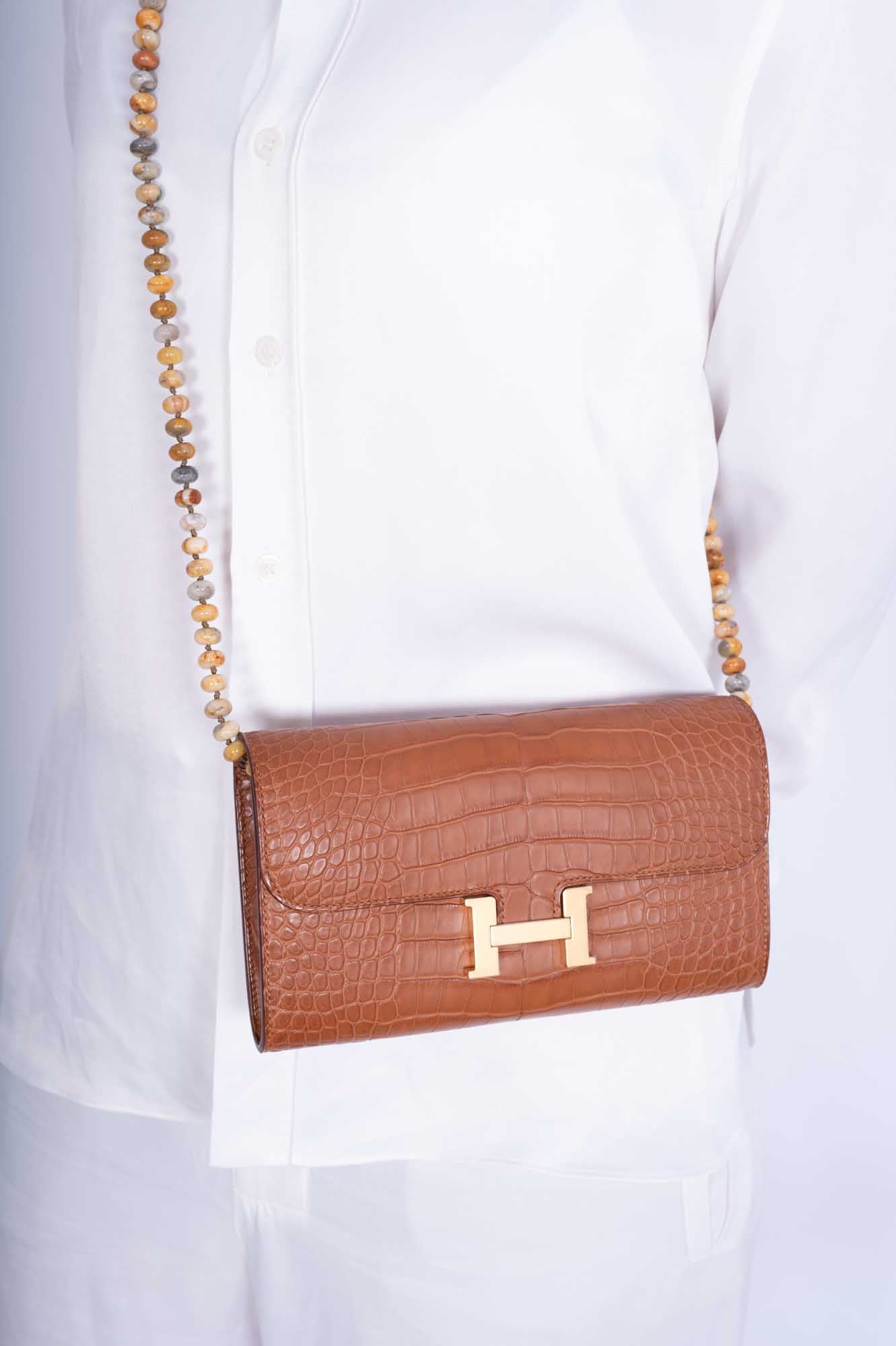 Hermès Constance To Go Wallet Gold Matte Alligator Gold Hardware