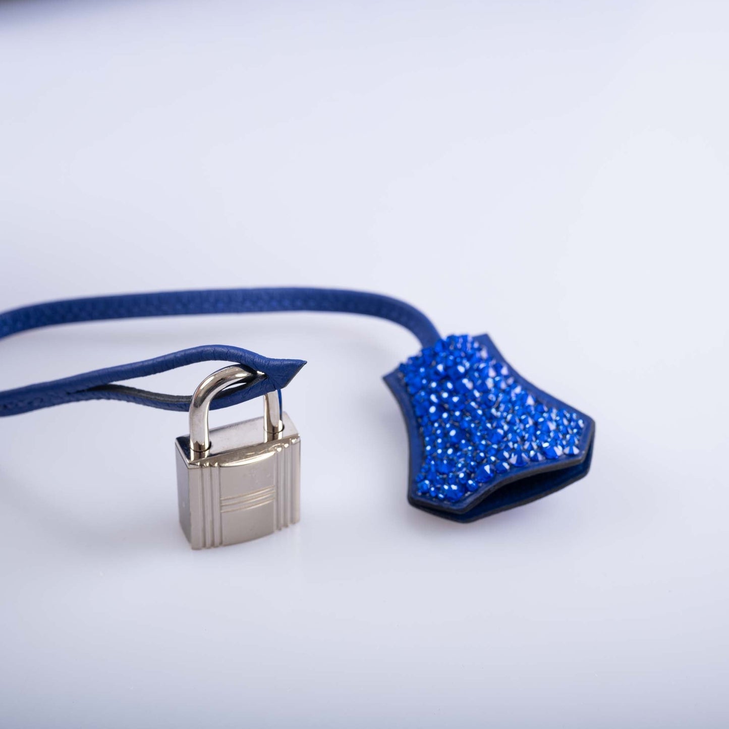 Hermès Custom Swarovski Crystal Cowgirl Bandana Birkin 30 Blue Togo Palladium Hardware