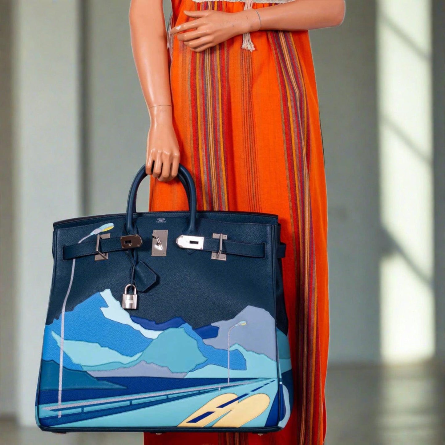 Hermès Endless Road HAC Birkin 50 Multicolor Togo and Swift Leather Palladium Hardware