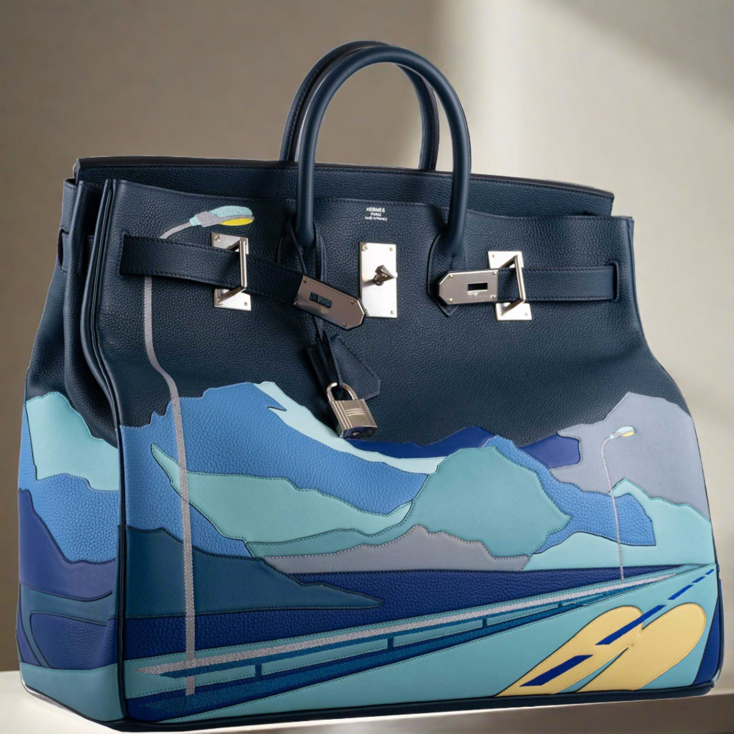 Hermès Endless Road HAC Birkin 50 Multicolor Togo and Swift Leather Palladium Hardware