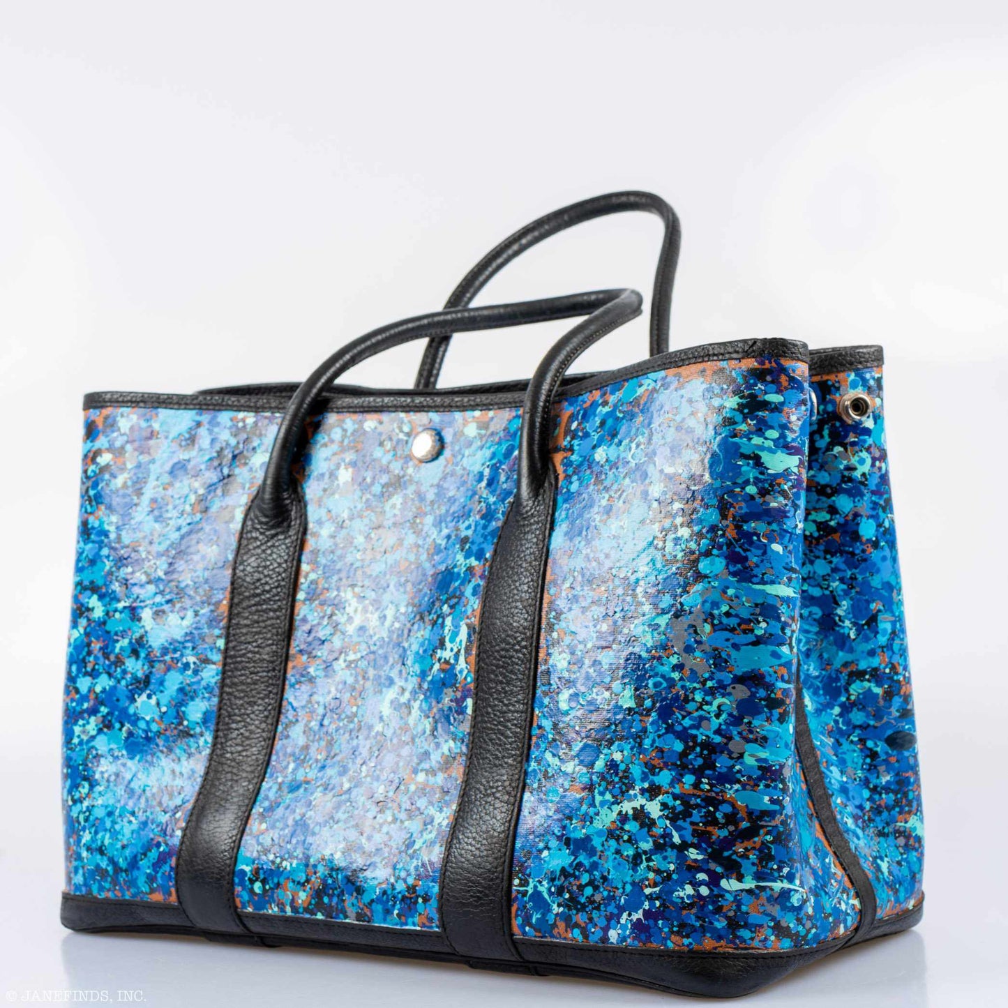 Hermès Garden Party PM Black Buffalo Leather Trim "Caribbean Fizz" * JaneFinds Custom Shop